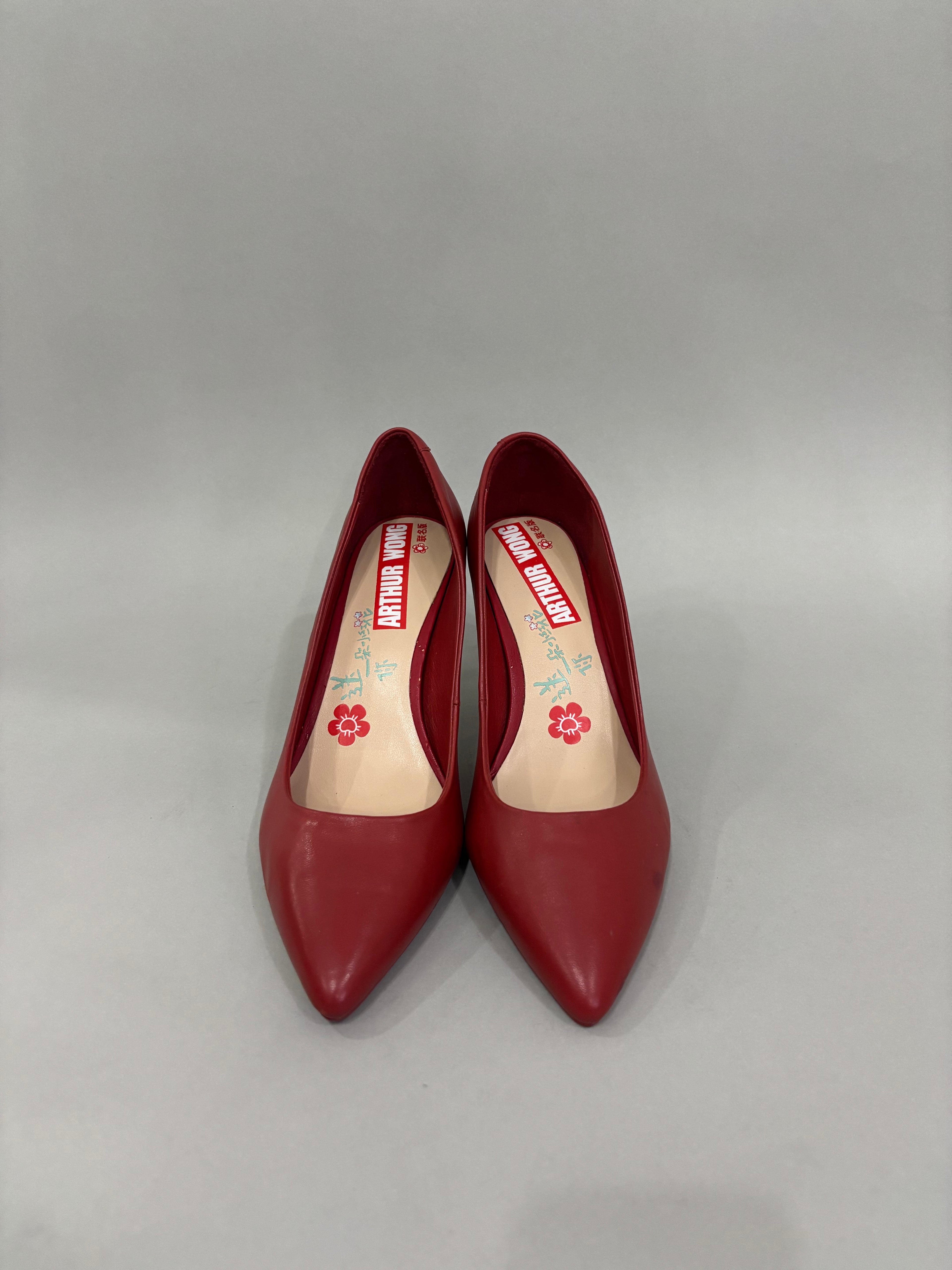 EUR 38 Solid Red Pointed-Toe Pumps Stiletto Heels