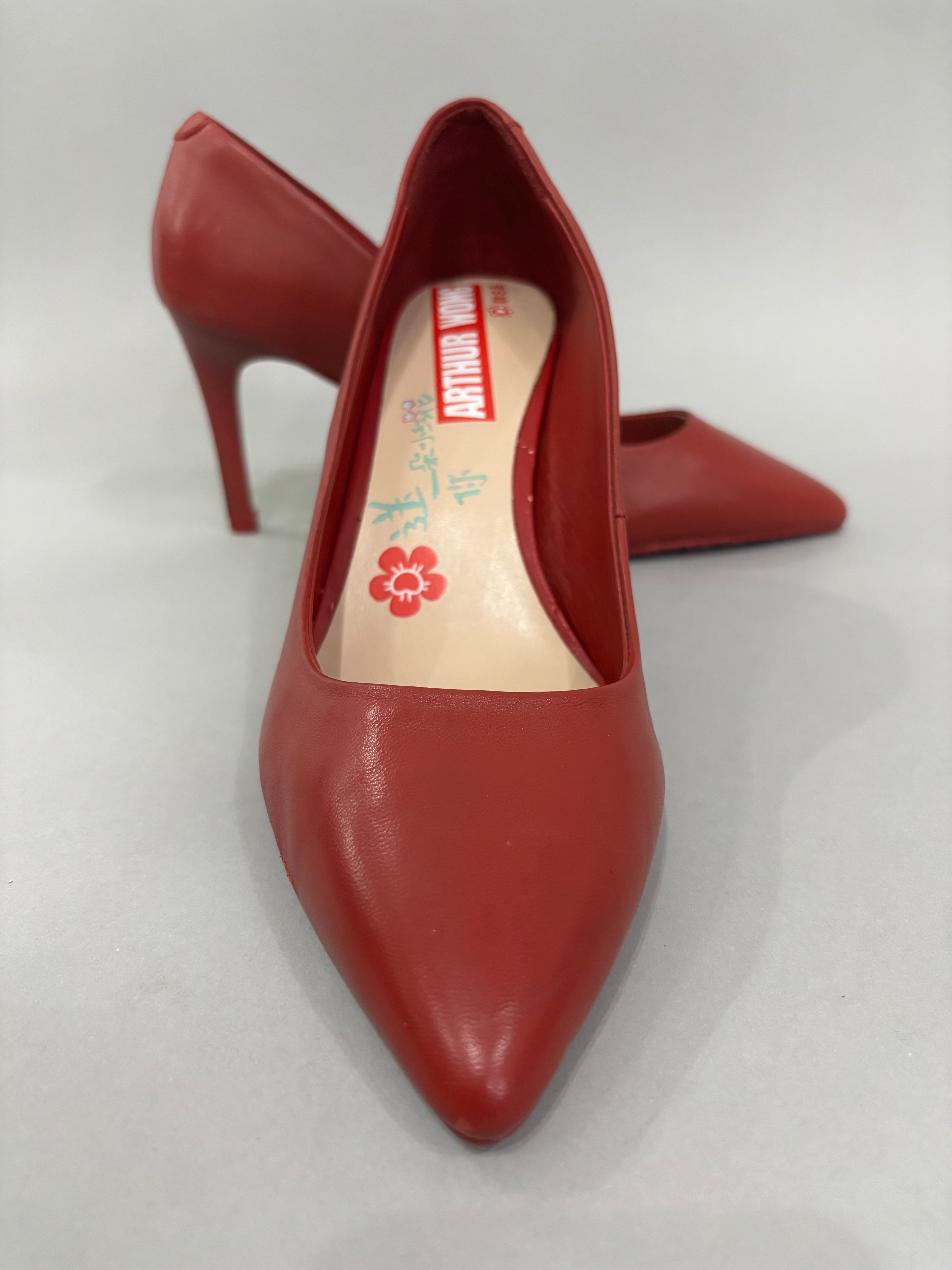 EUR 38 Solid Red Pointed-Toe Pumps Stiletto Heels