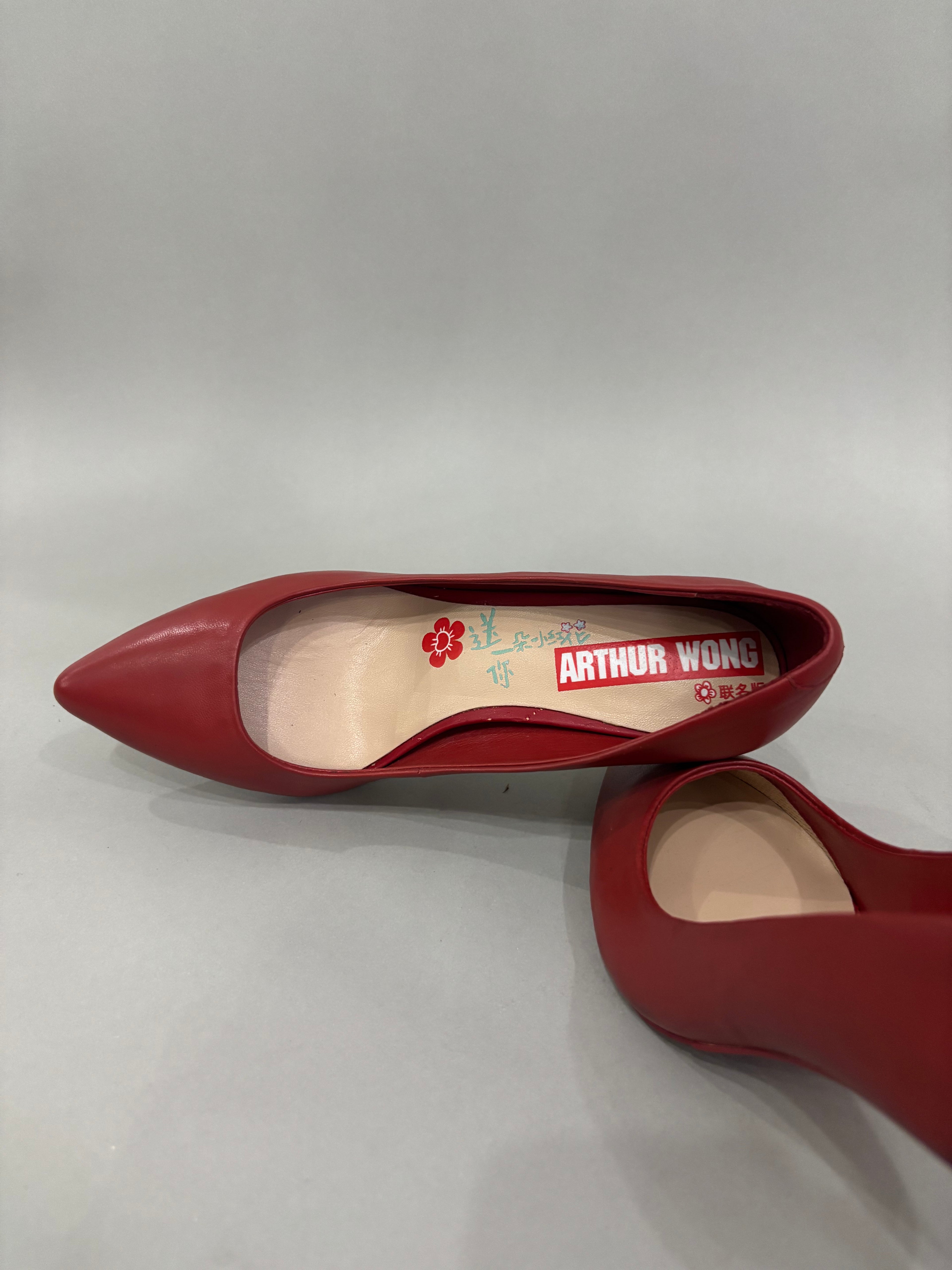 EUR 38 Solid Red Pointed-Toe Pumps Stiletto Heels