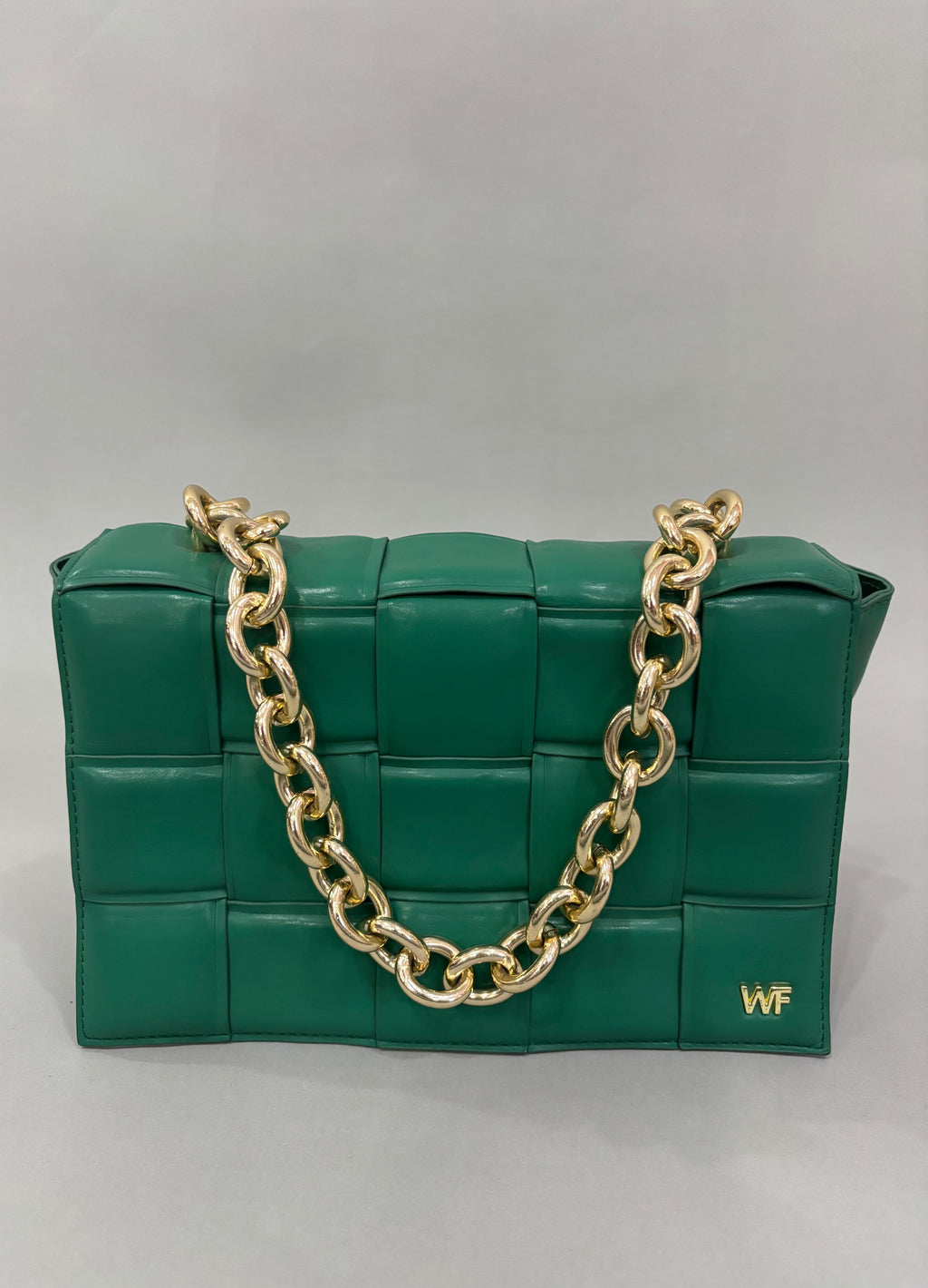 Emerald Green Woven Chain Shoulder Bag