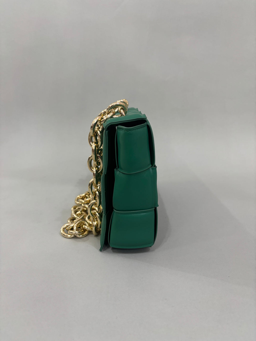 Emerald Green Woven Chain Shoulder Bag