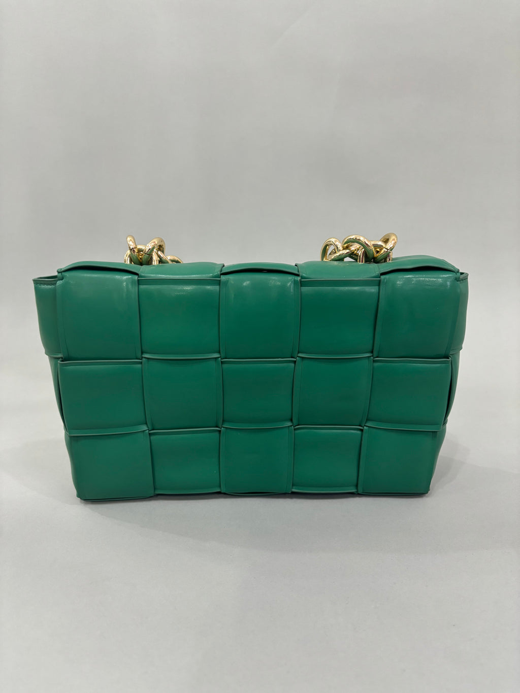 Emerald Green Woven Chain Shoulder Bag
