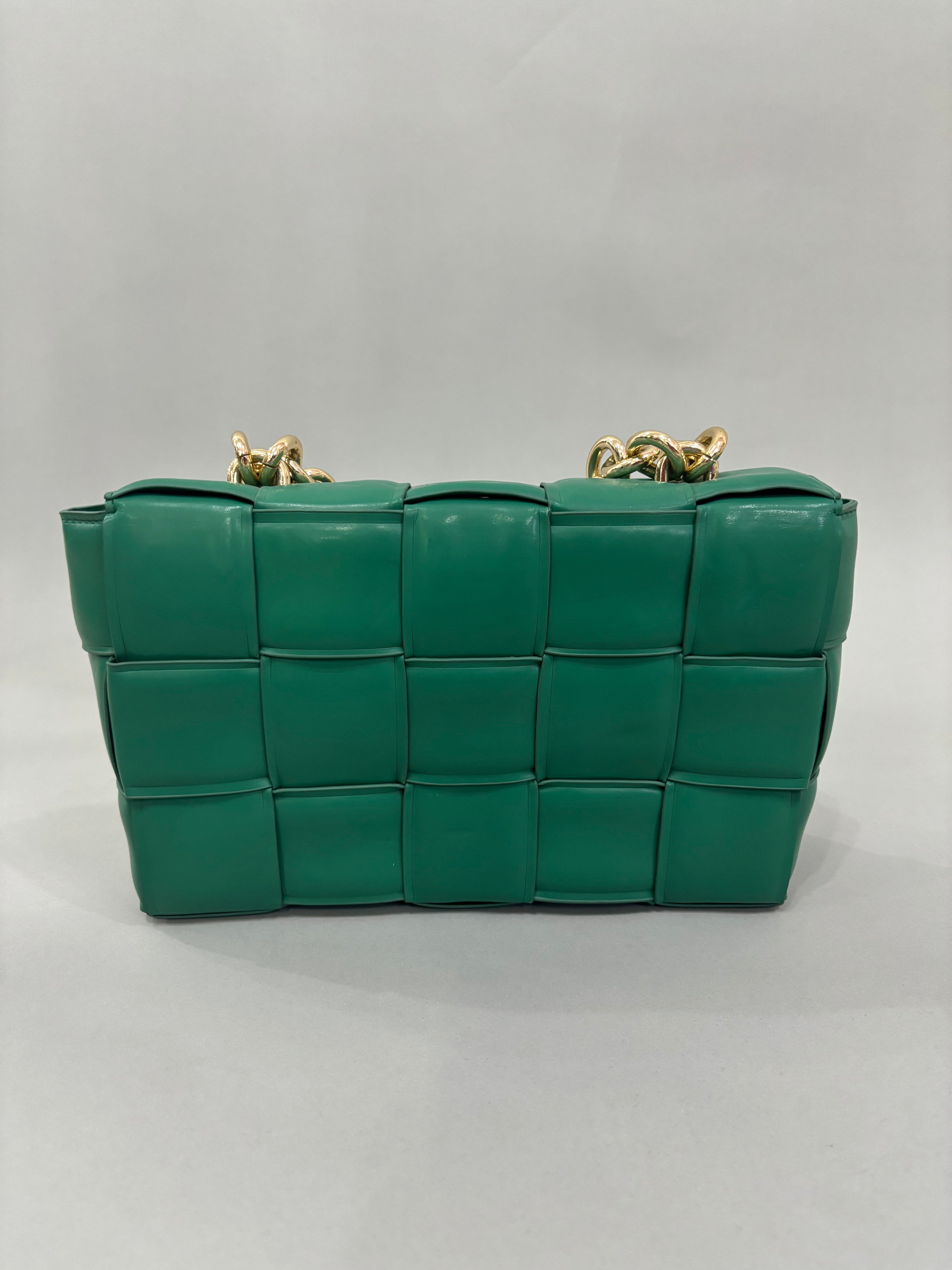 Emerald Green Woven Chain Shoulder Bag