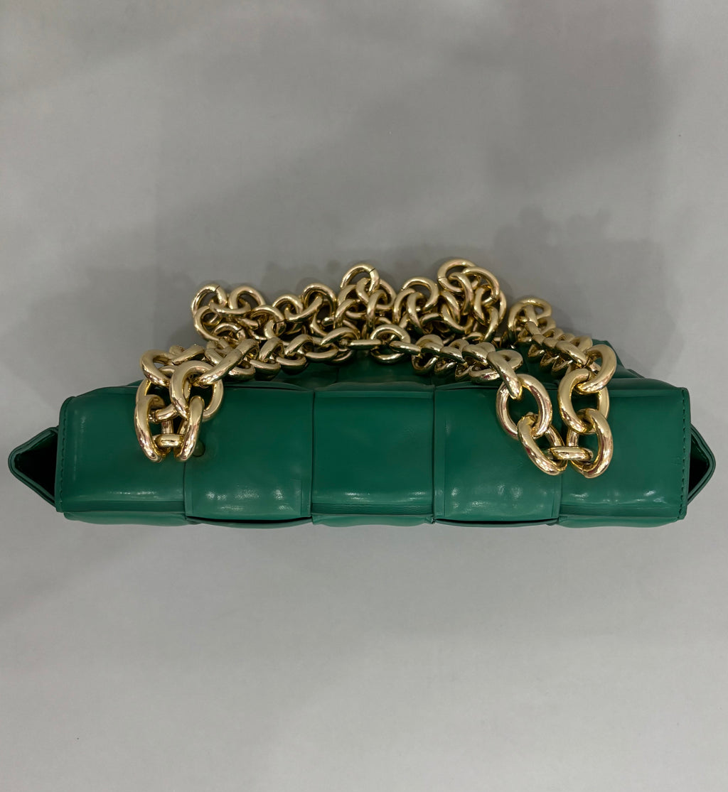 Emerald Green Woven Chain Shoulder Bag