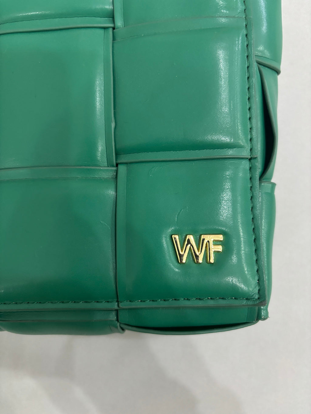 Emerald Green Woven Chain Shoulder Bag