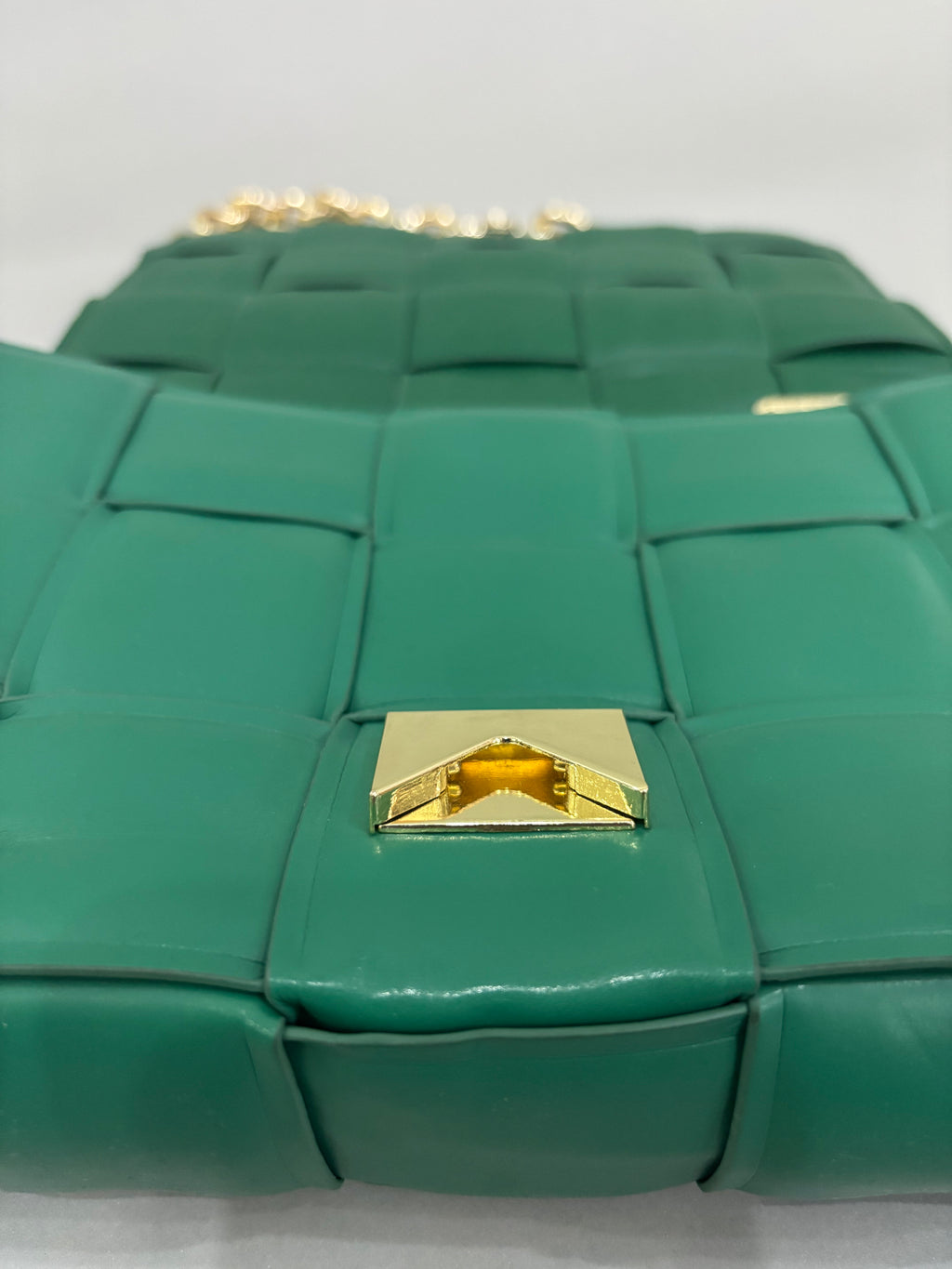 Emerald Green Woven Chain Shoulder Bag