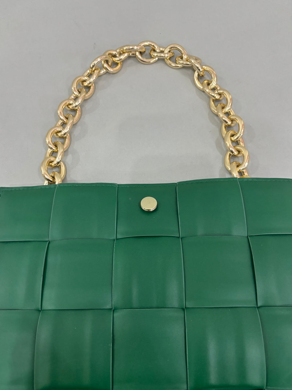 Emerald Green Woven Chain Shoulder Bag