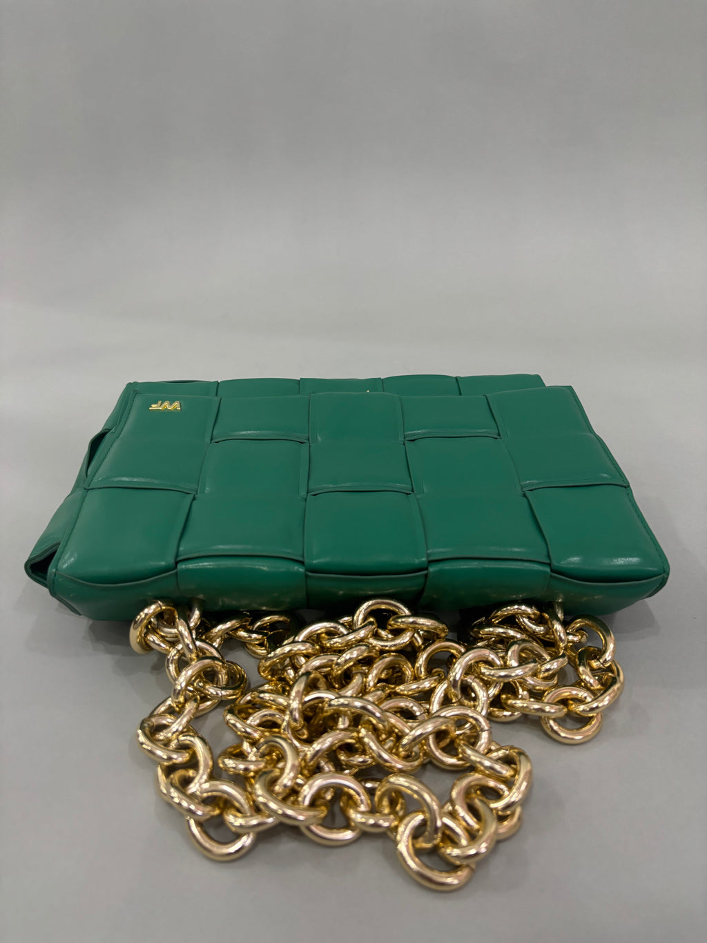 Emerald Green Woven Chain Shoulder Bag