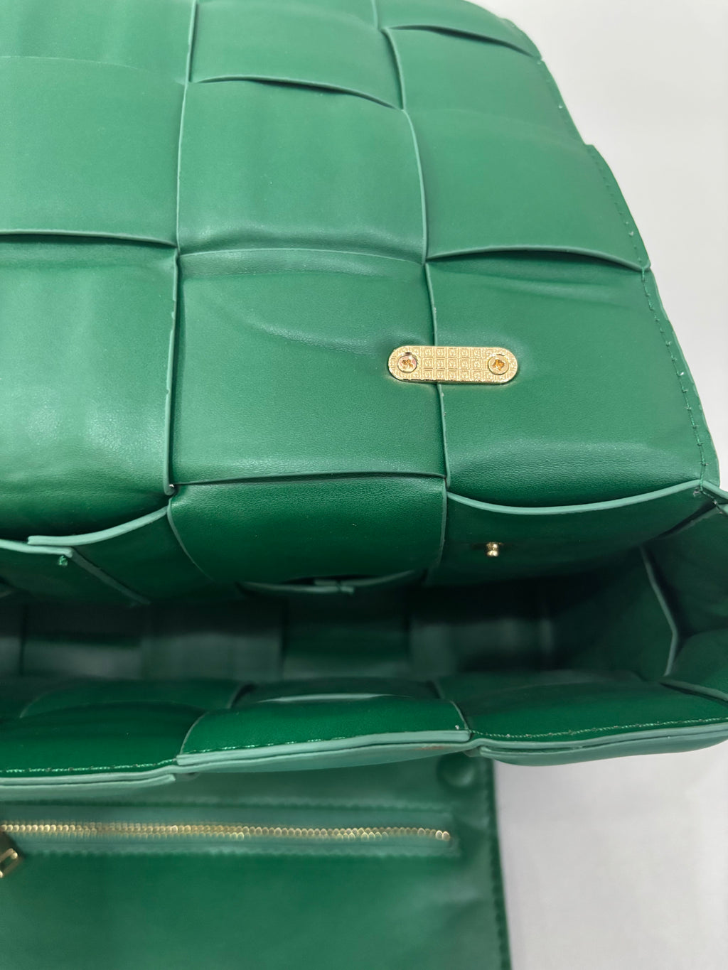 Emerald Green Woven Chain Shoulder Bag