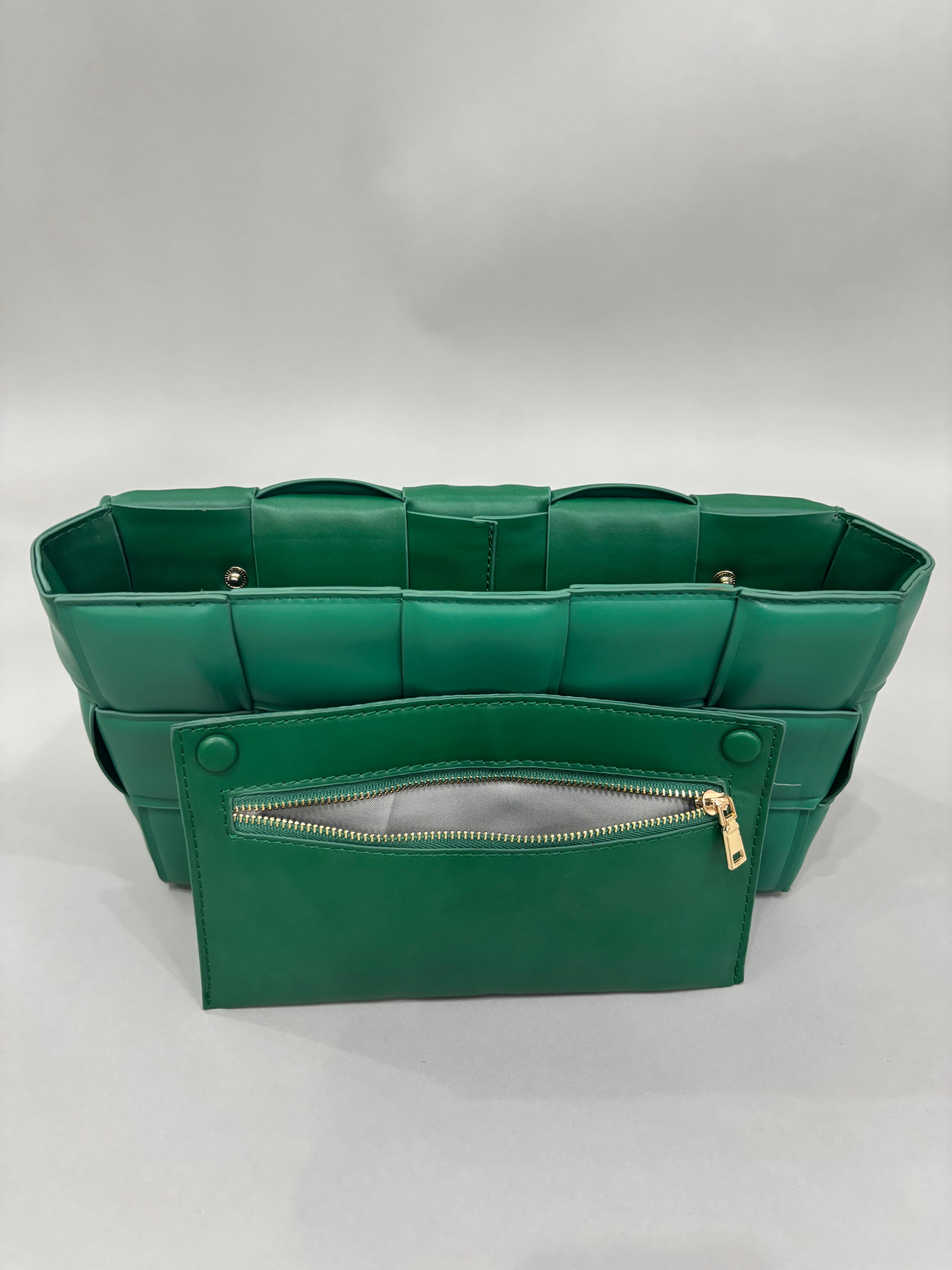 Emerald Green Woven Chain Shoulder Bag