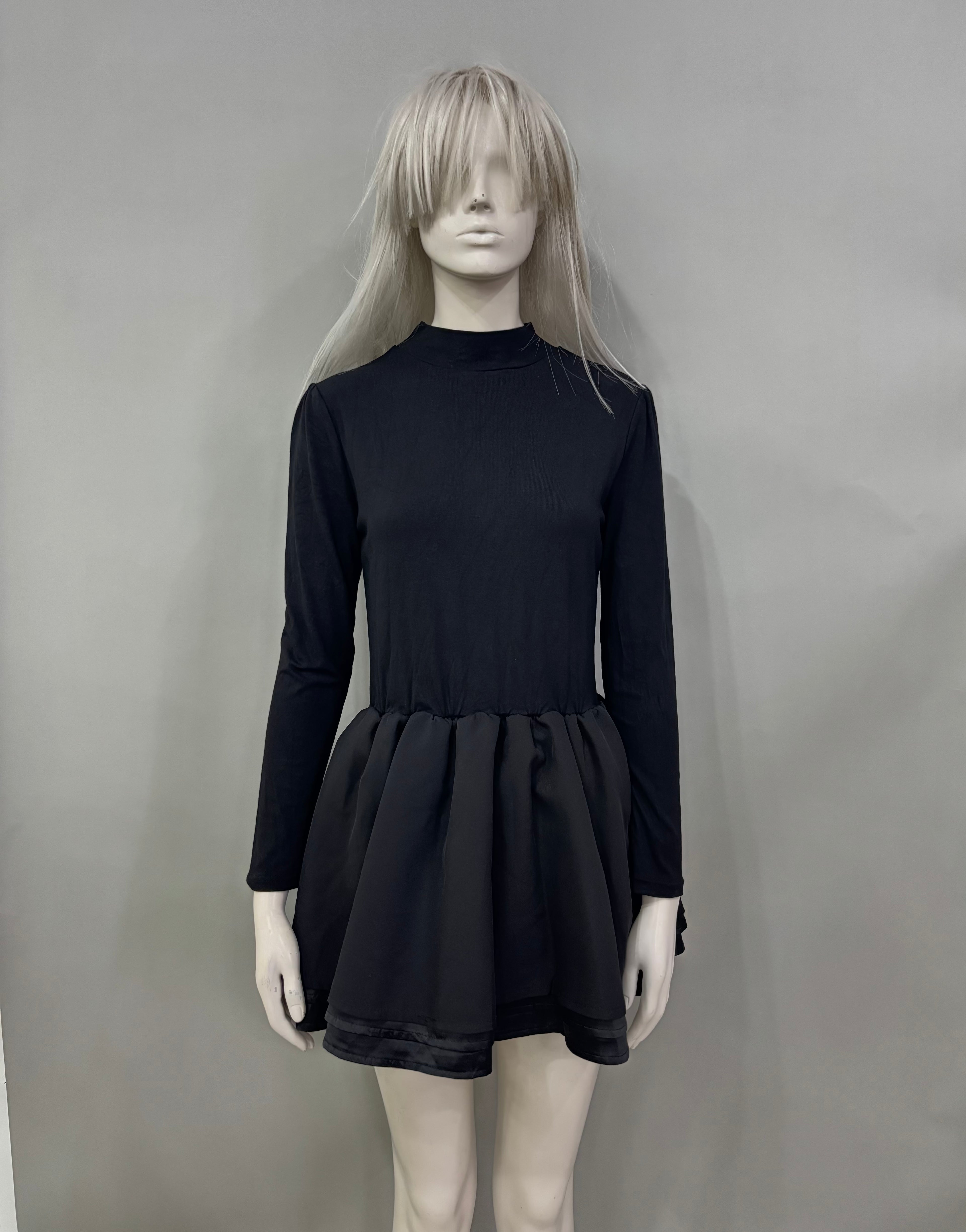 Small Black Long-Sleeve Mini Dress