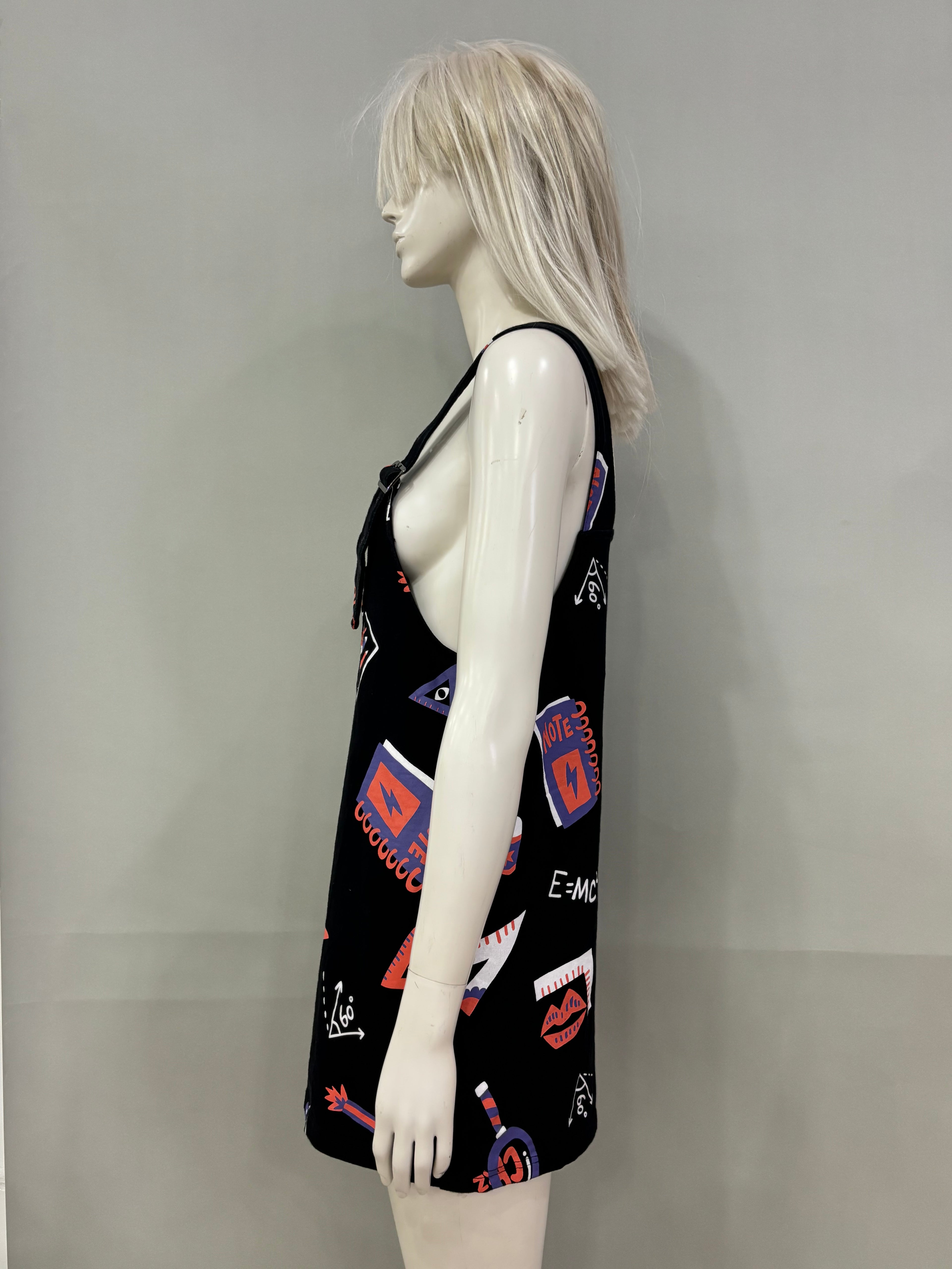 Small Black School Print Overalls Women’s Dress