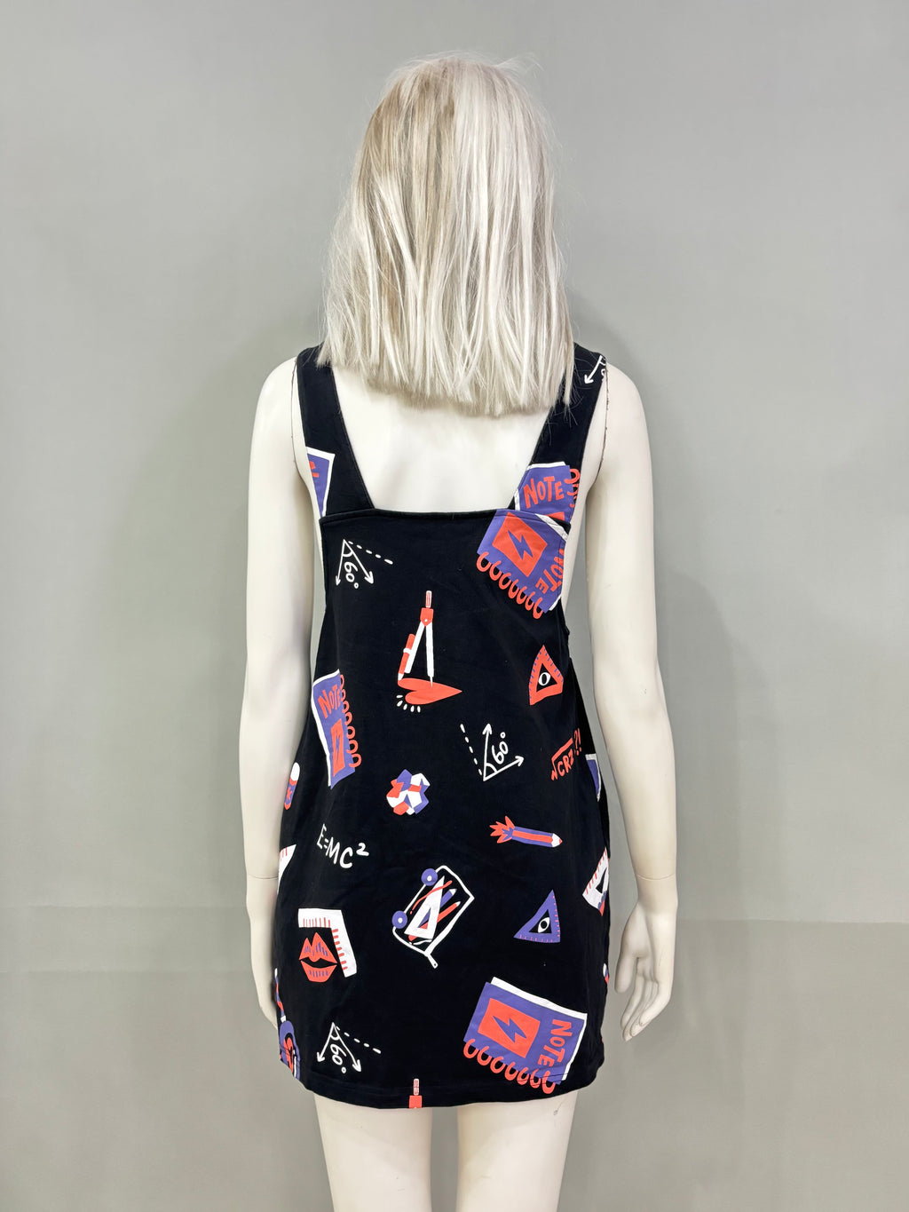 Small Black School Print Overalls Women’s Dress