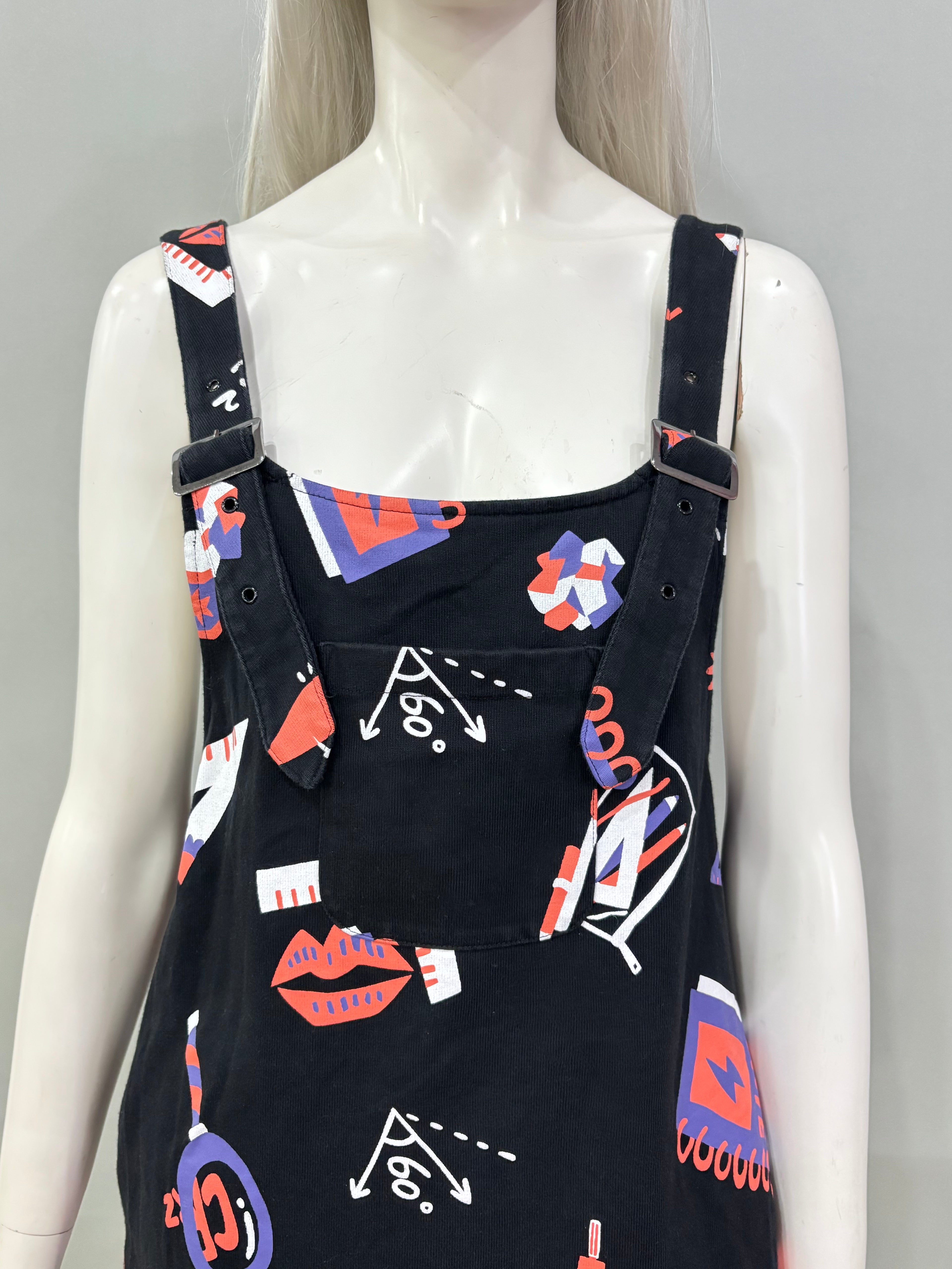 Small Black School Print Overalls Women’s Dress