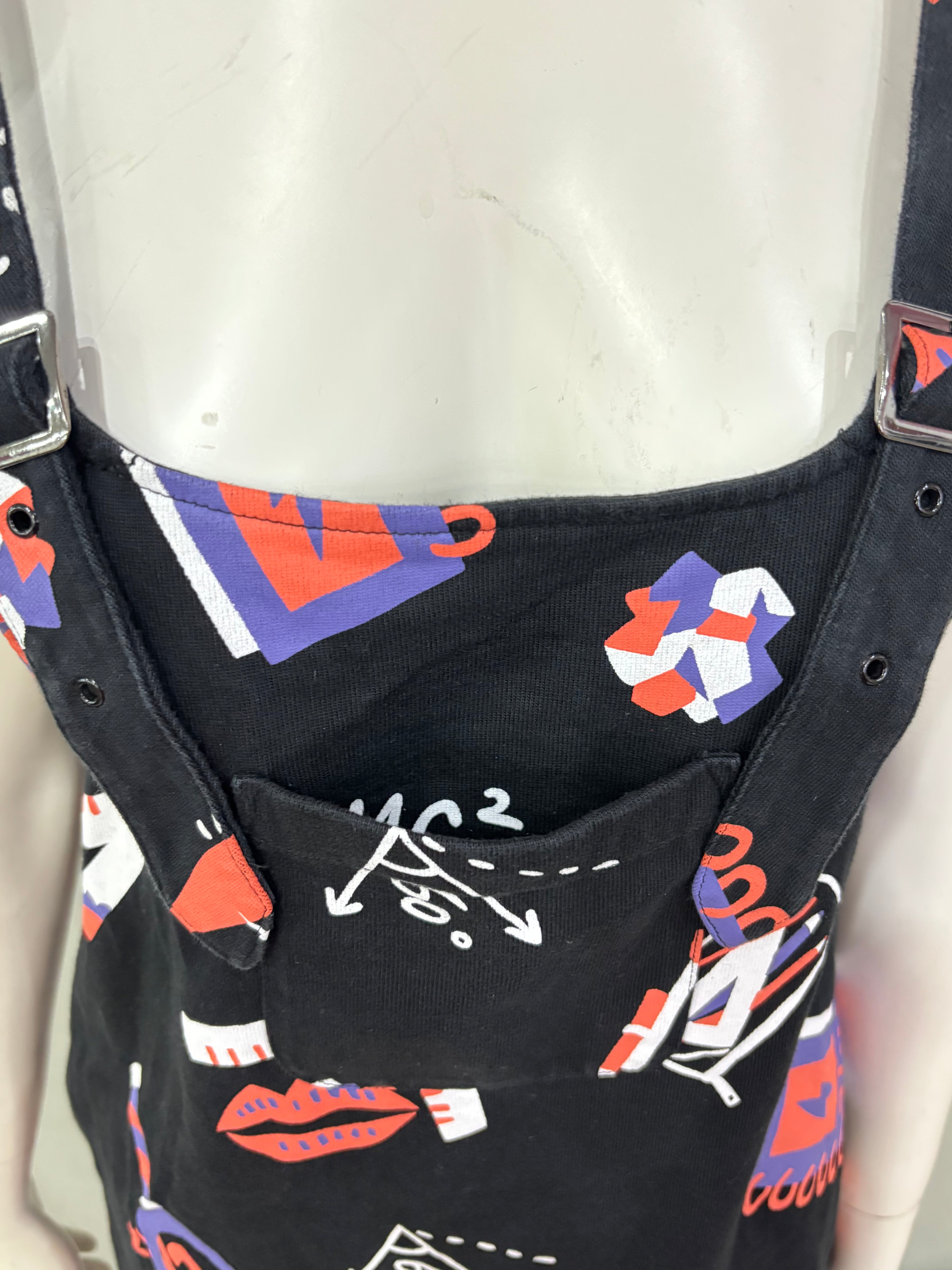 Small Black School Print Overalls Women’s Dress