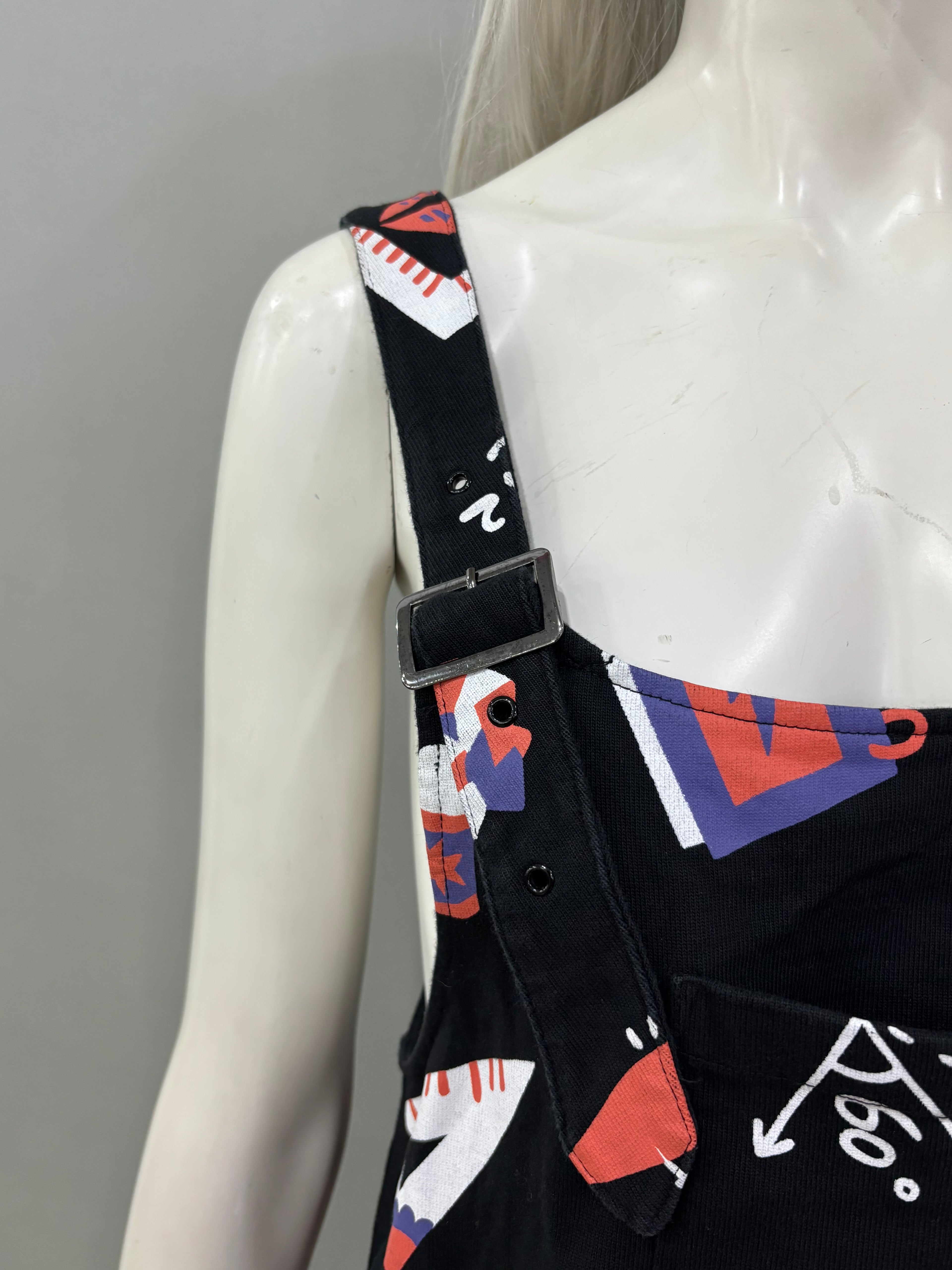 Small Black School Print Overalls Women’s Dress