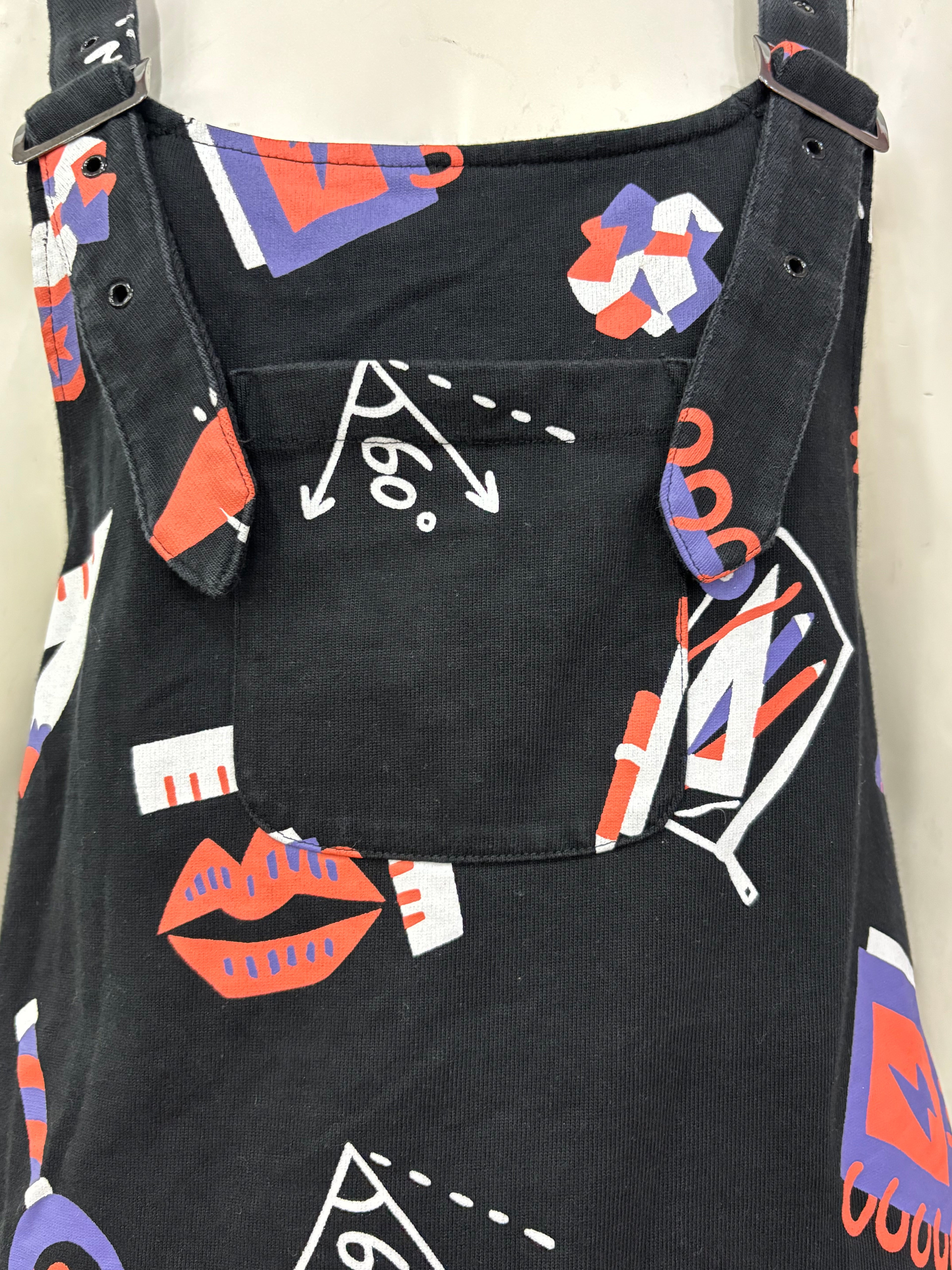 Small Black School Print Overalls Women’s Dress