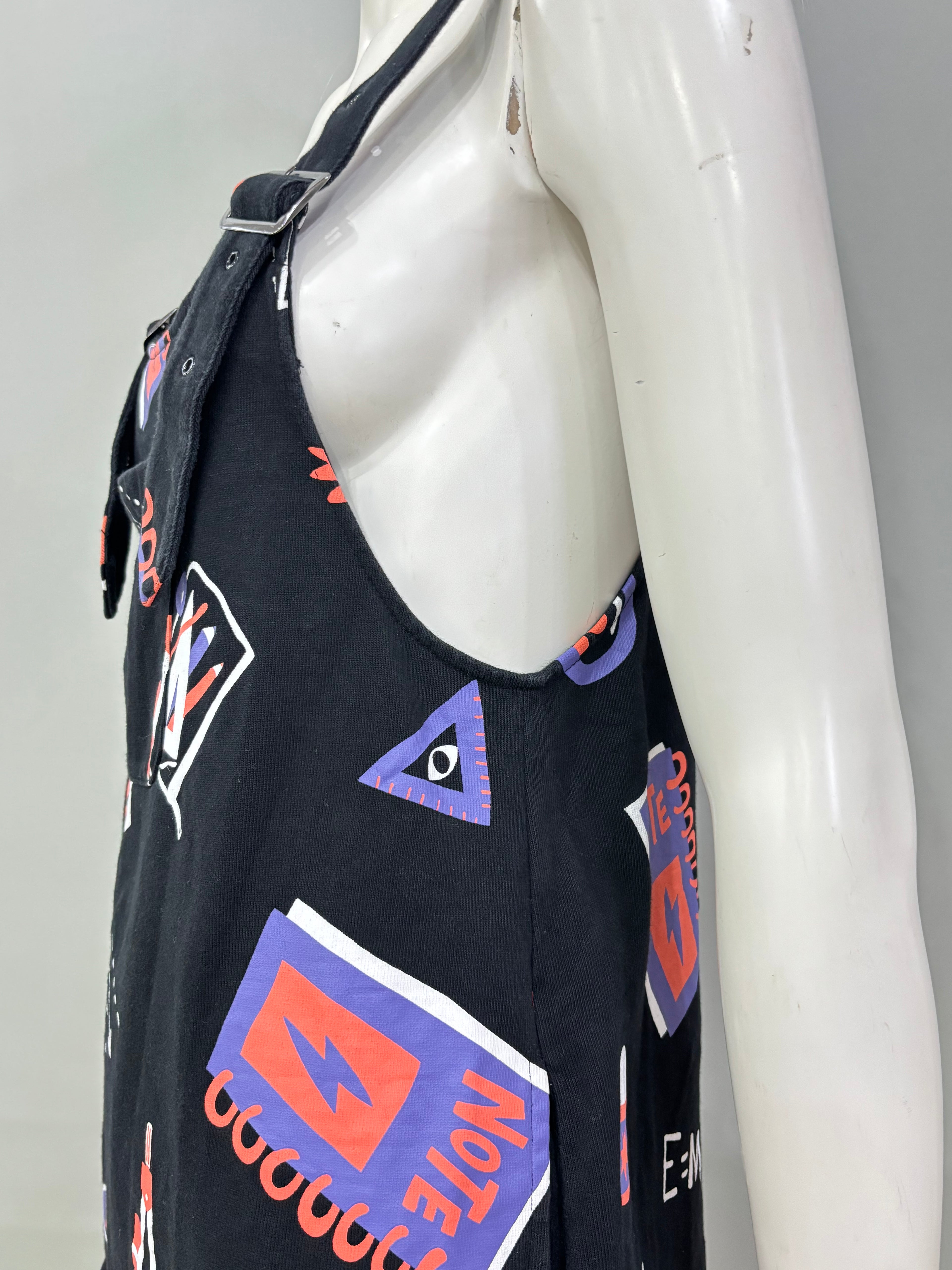 Small Black School Print Overalls Women’s Dress