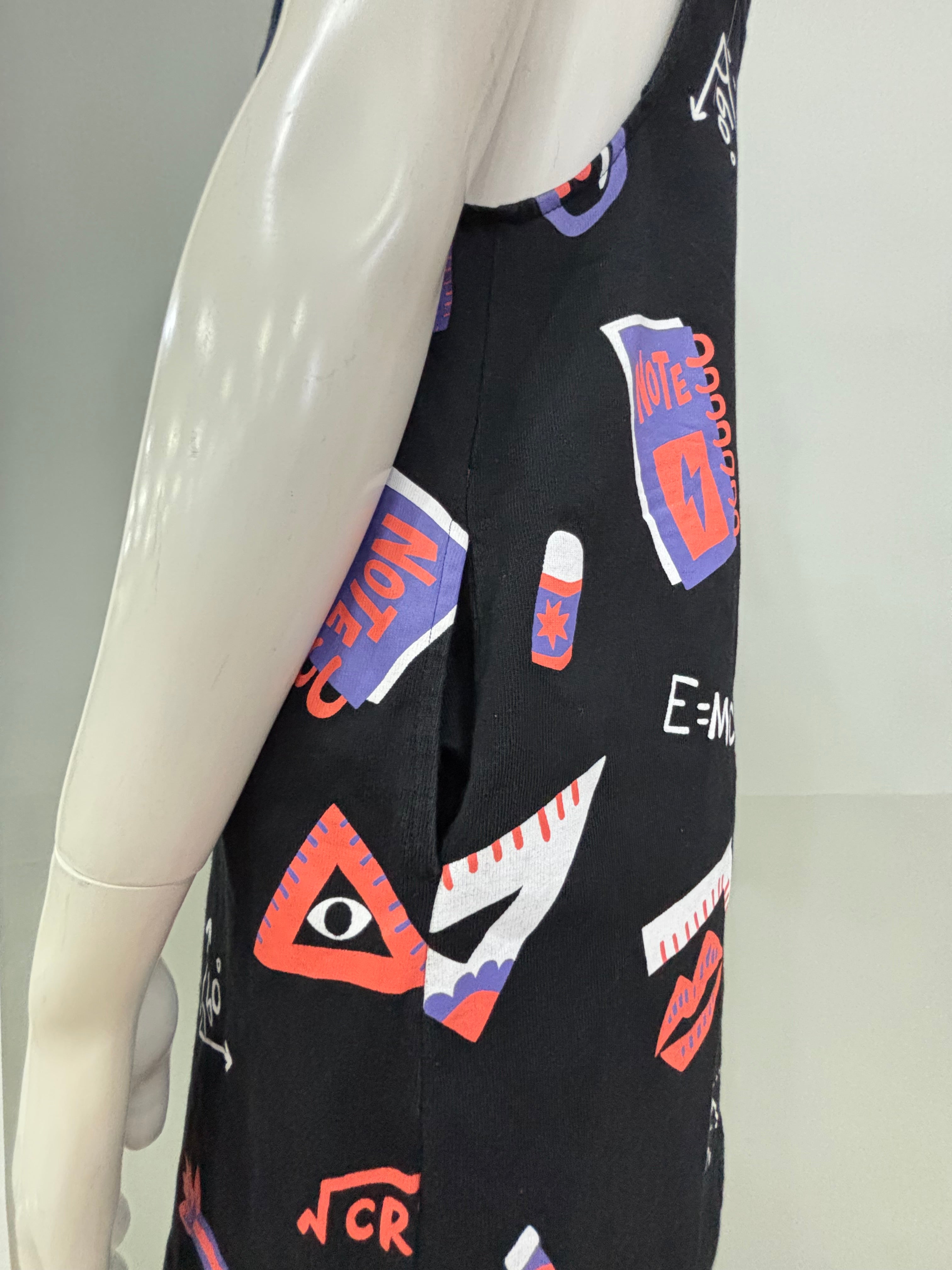 Small Black School Print Overalls Women’s Dress