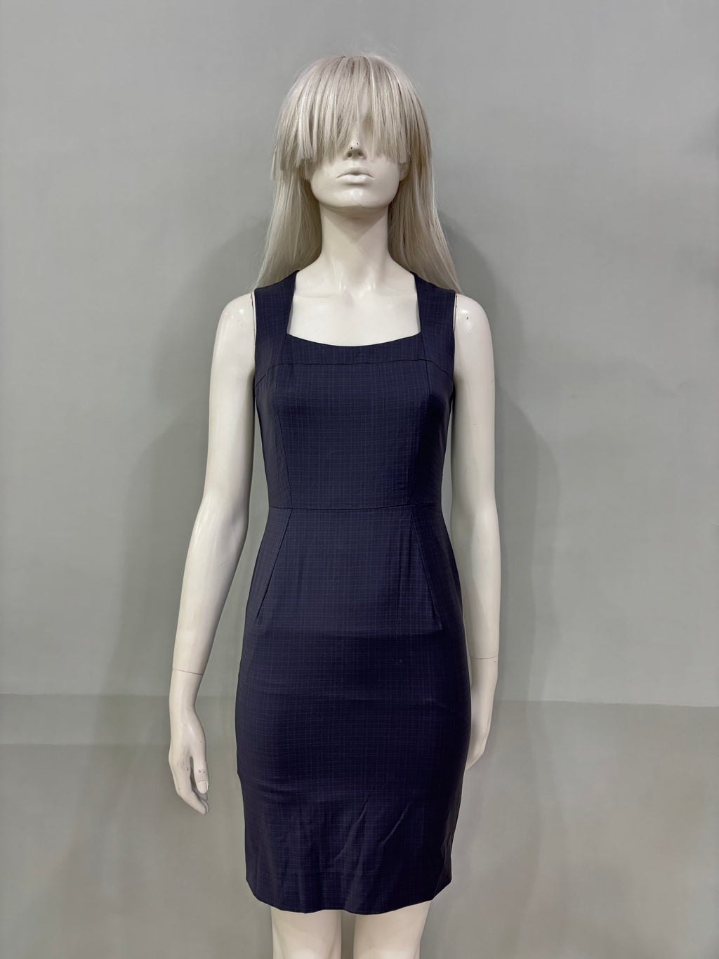 Small Check Square Neck Women’s Dress