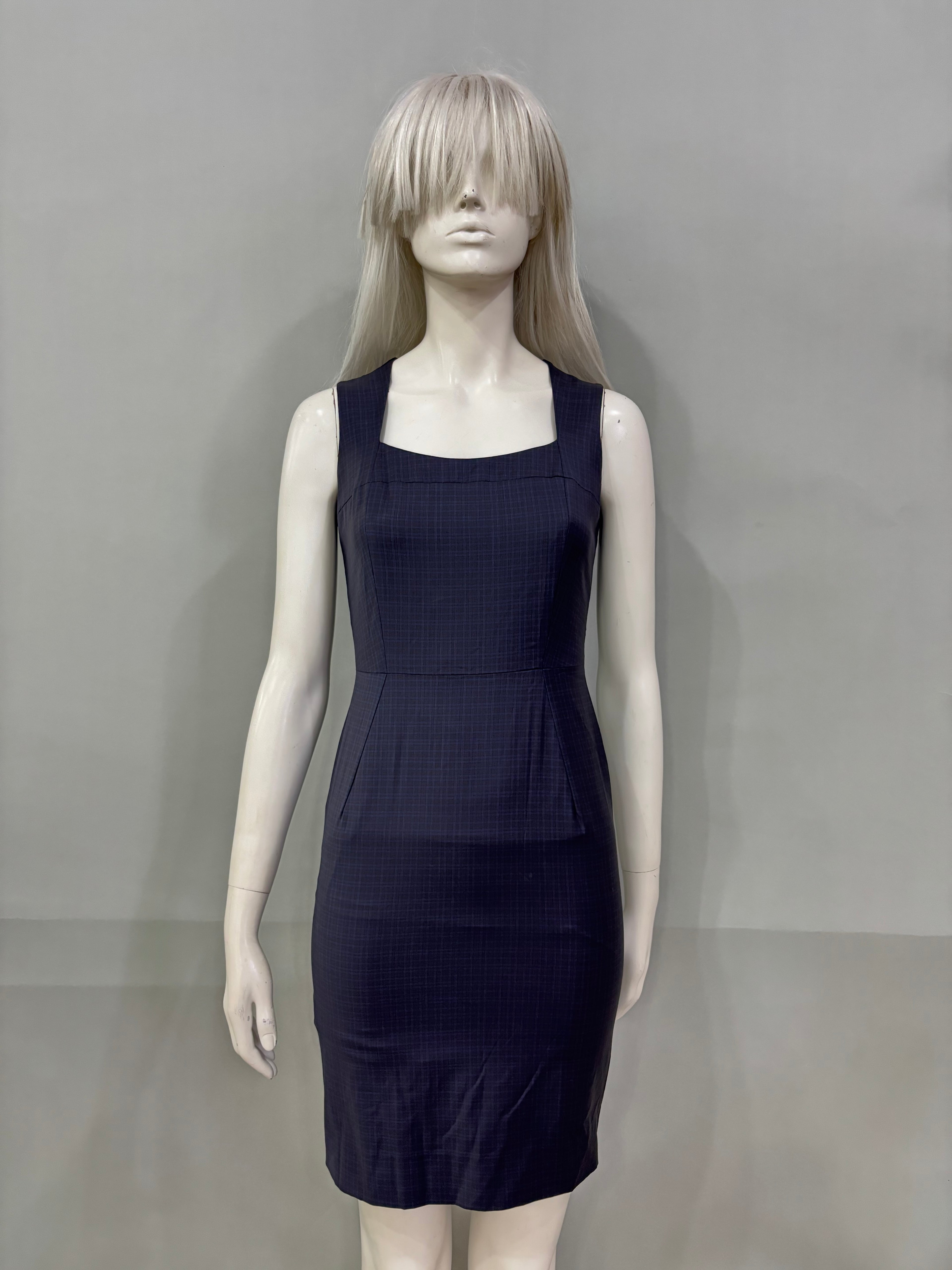 Small Check Square Neck Women’s Dress