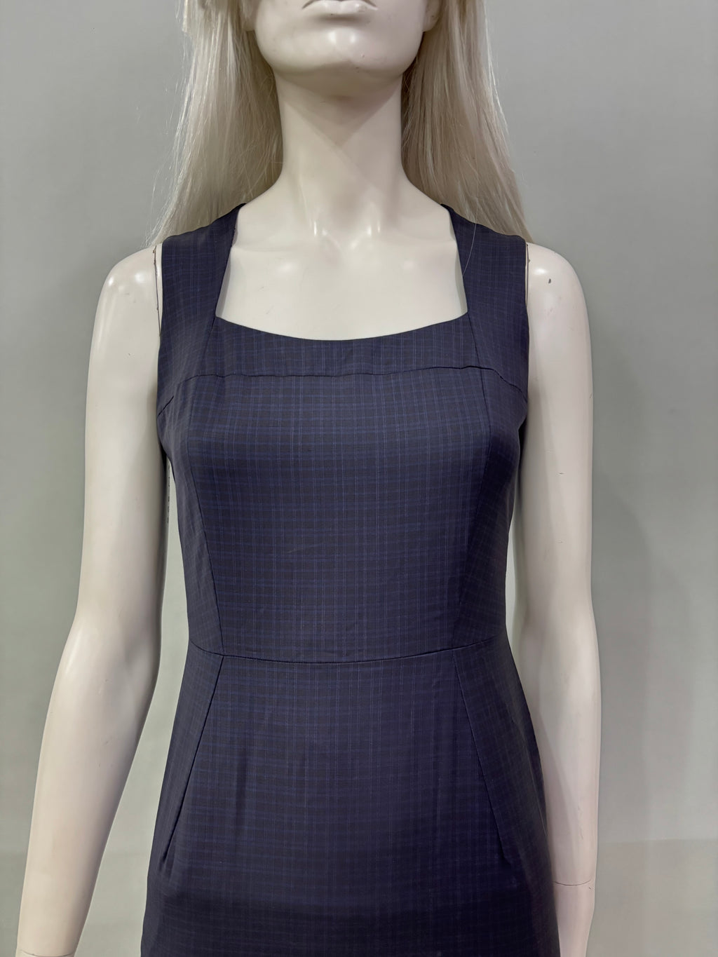 Small Check Square Neck Women’s Dress