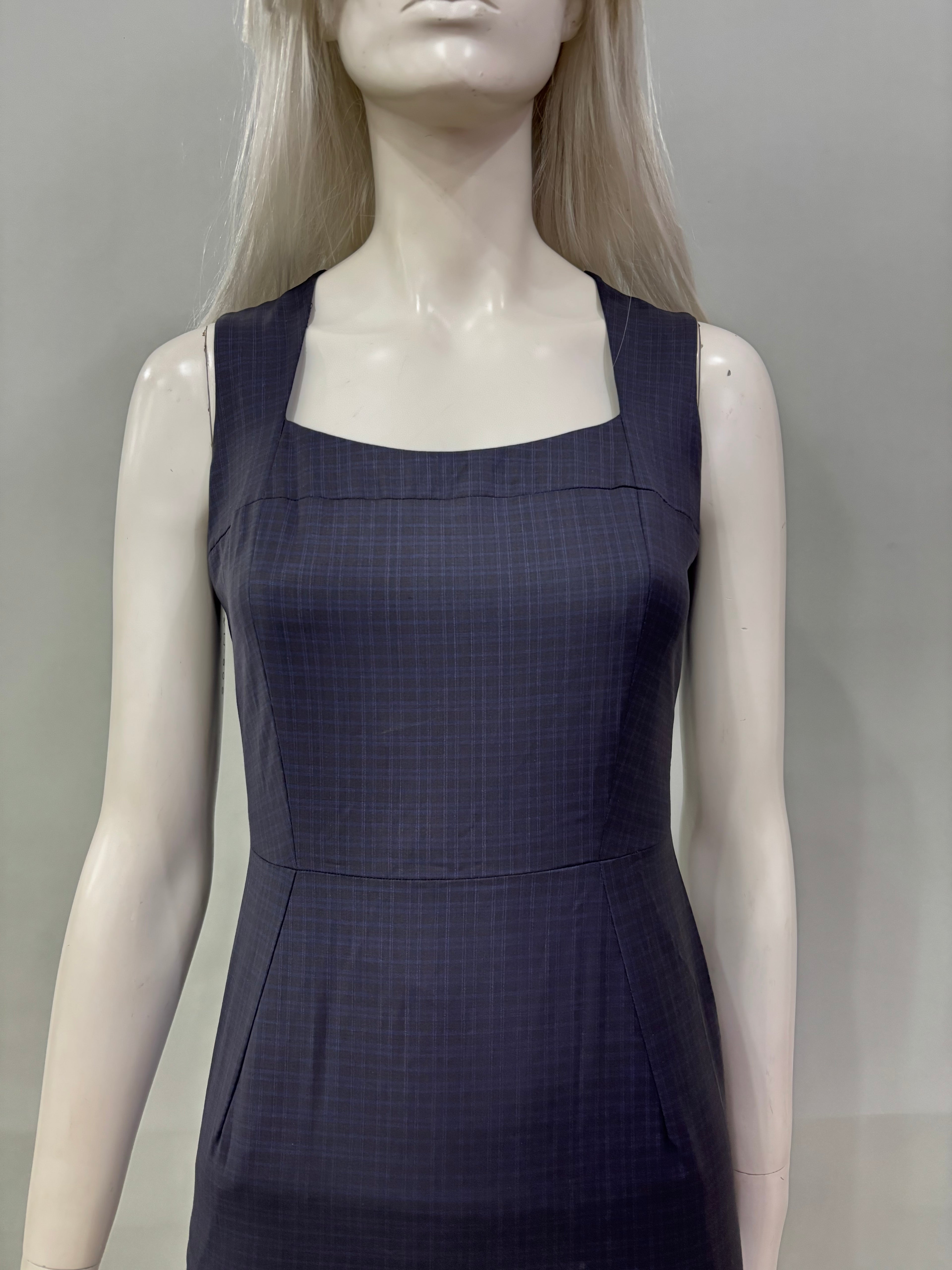 Small Check Square Neck Women’s Dress