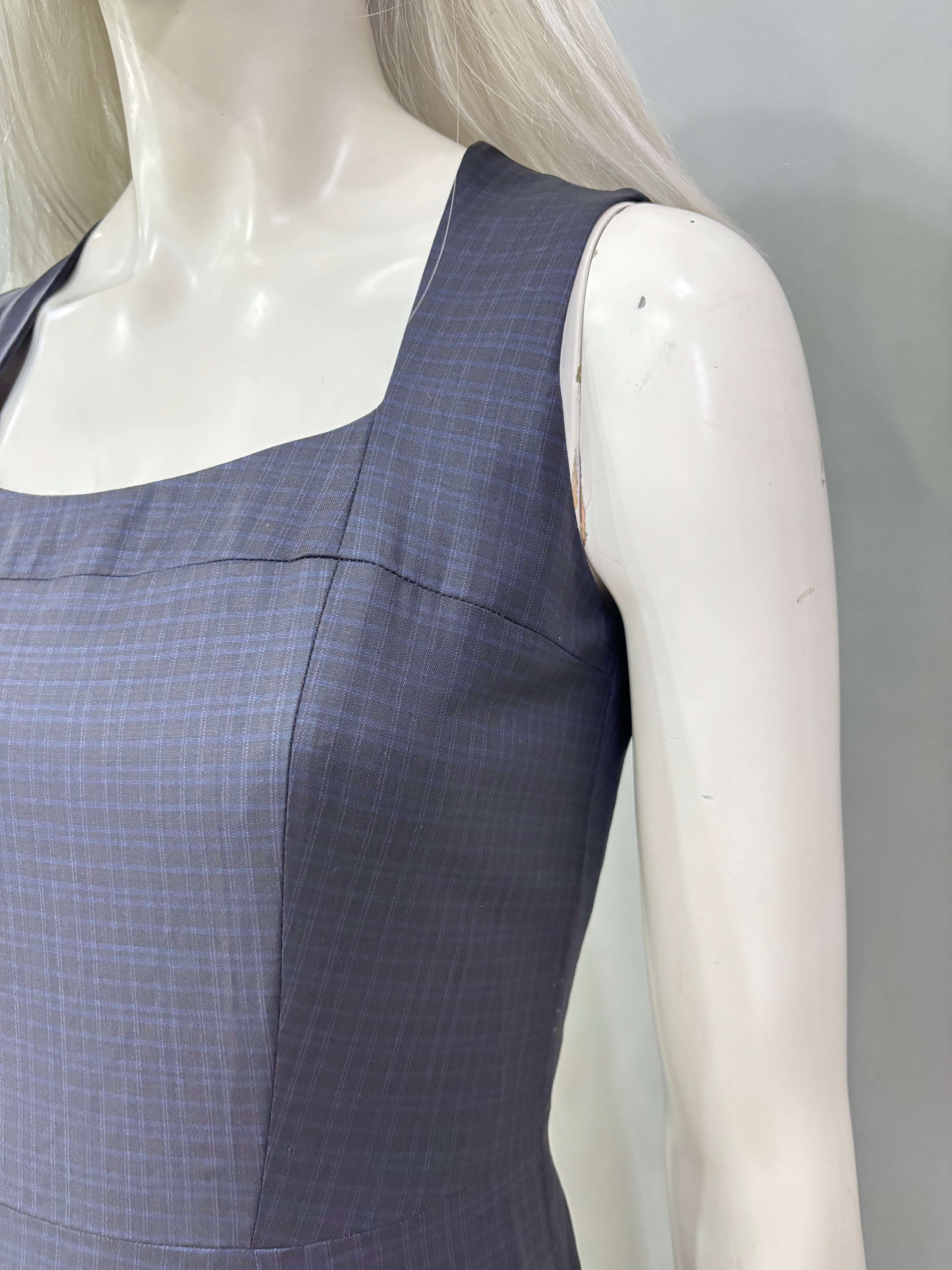 Small Check Square Neck Women’s Dress