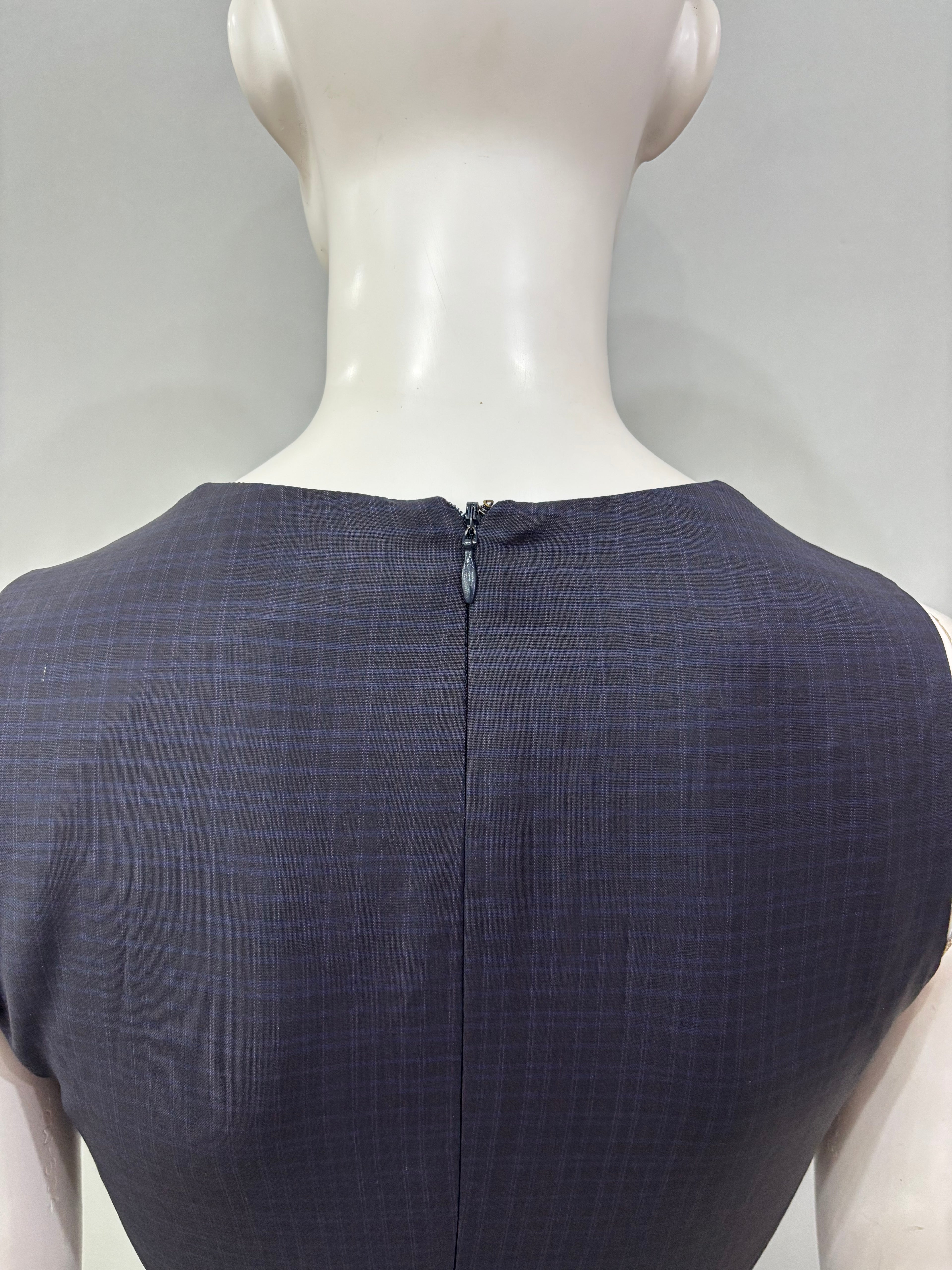 Small Check Square Neck Women’s Dress