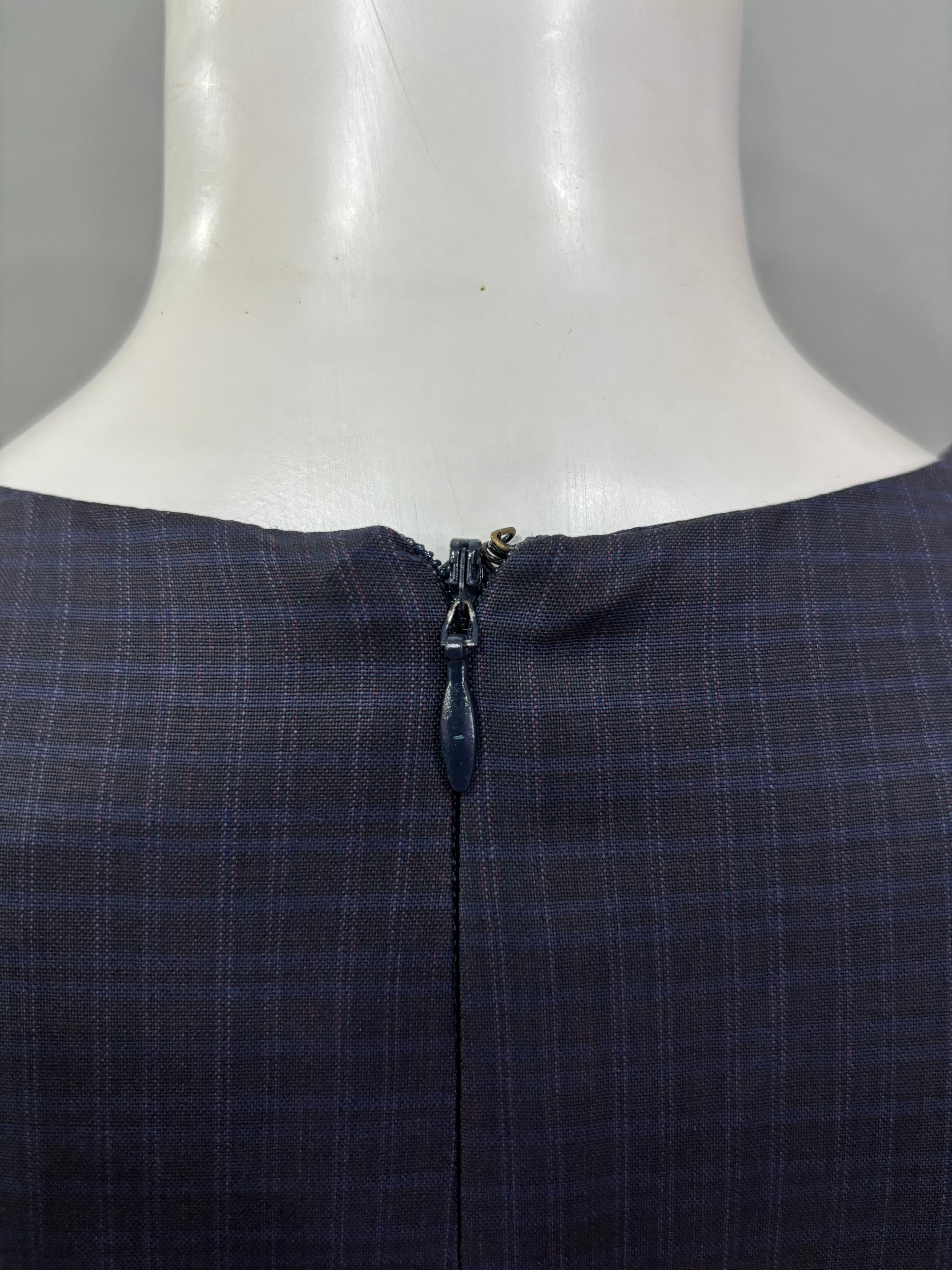 Small Check Square Neck Women’s Dress