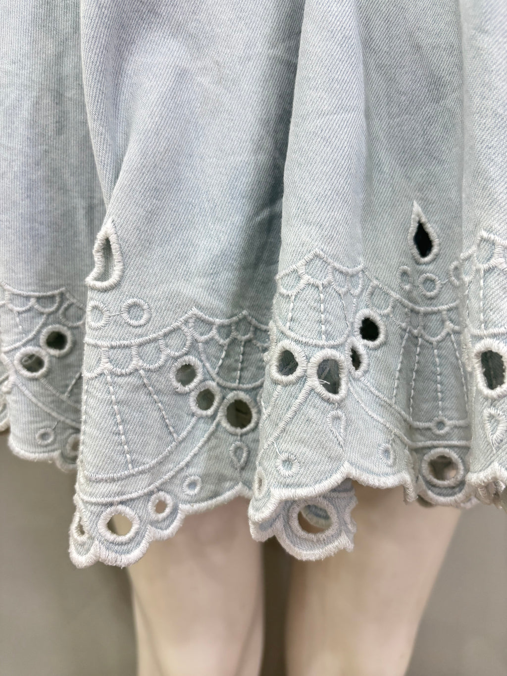 Extra Small Acid Wash Light Blue Chambray Wrap Women’s Dress