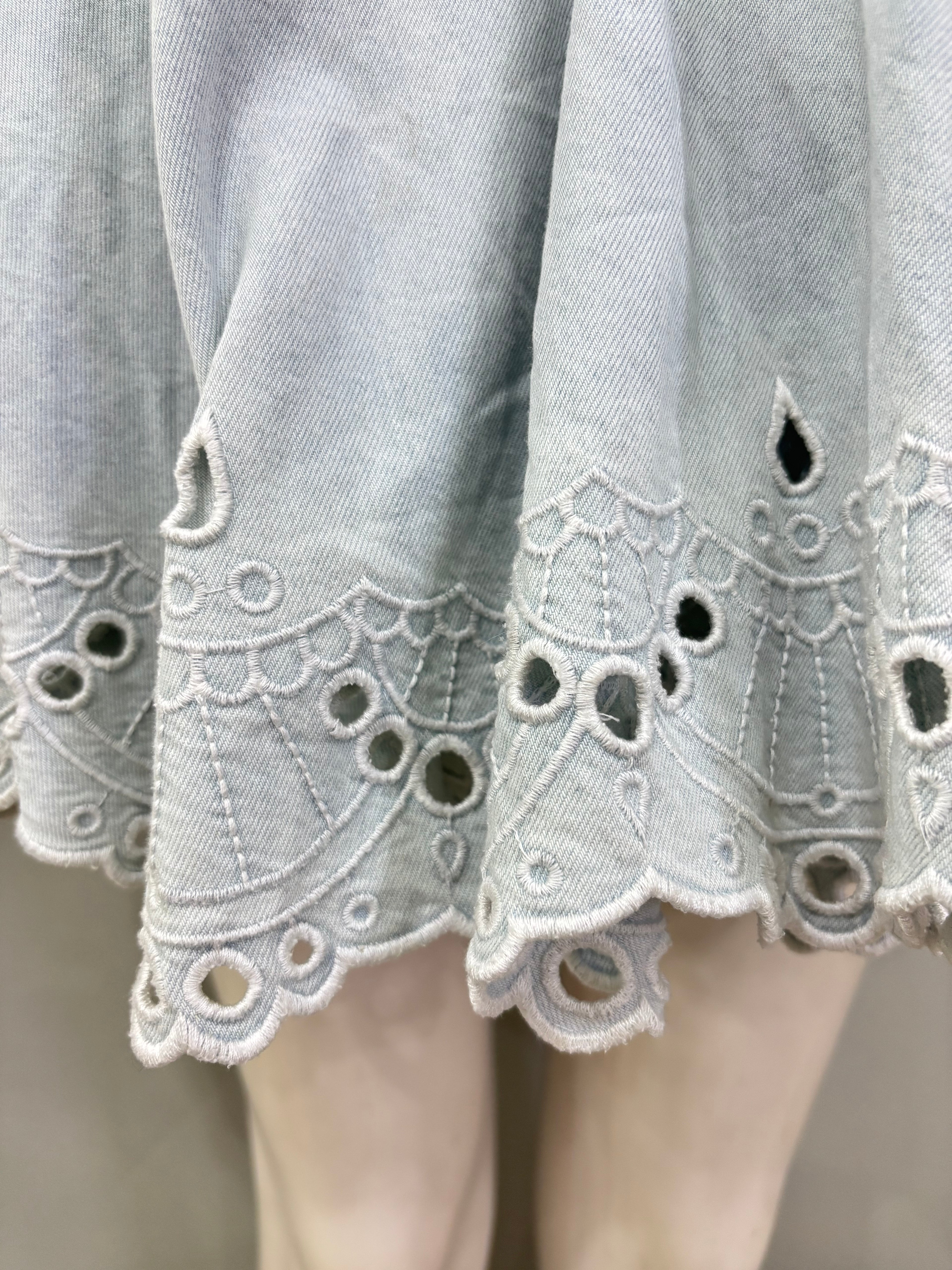 Extra Small Acid Wash Light Blue Chambray Wrap Women’s Dress