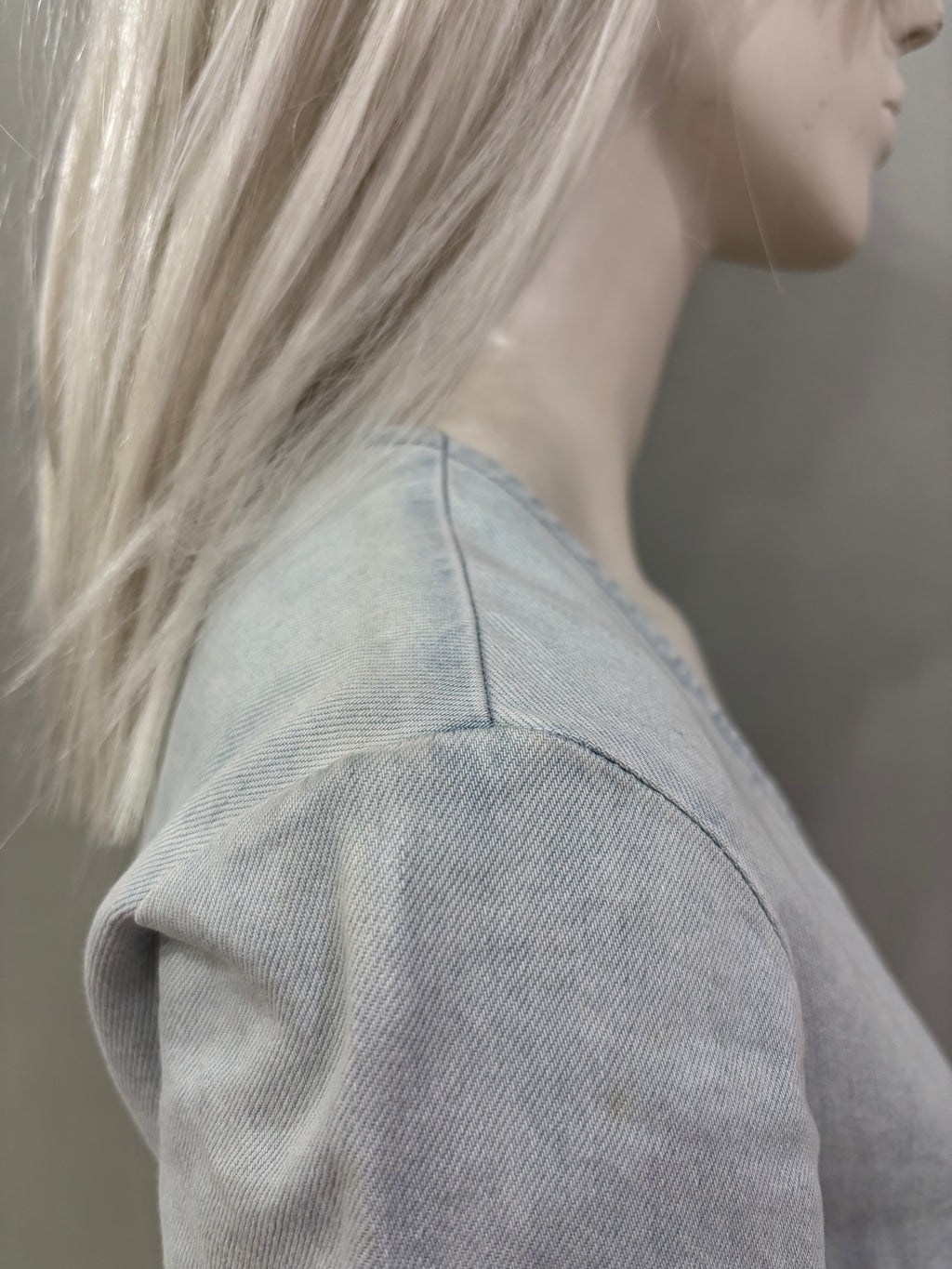 Extra Small Acid Wash Light Blue Chambray Wrap Women’s Dress