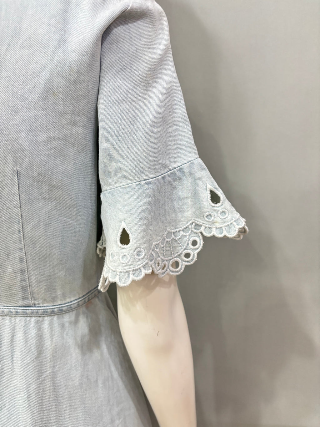 Extra Small Acid Wash Light Blue Chambray Wrap Women’s Dress