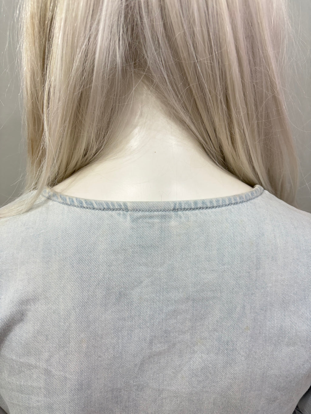 Extra Small Acid Wash Light Blue Chambray Wrap Women’s Dress