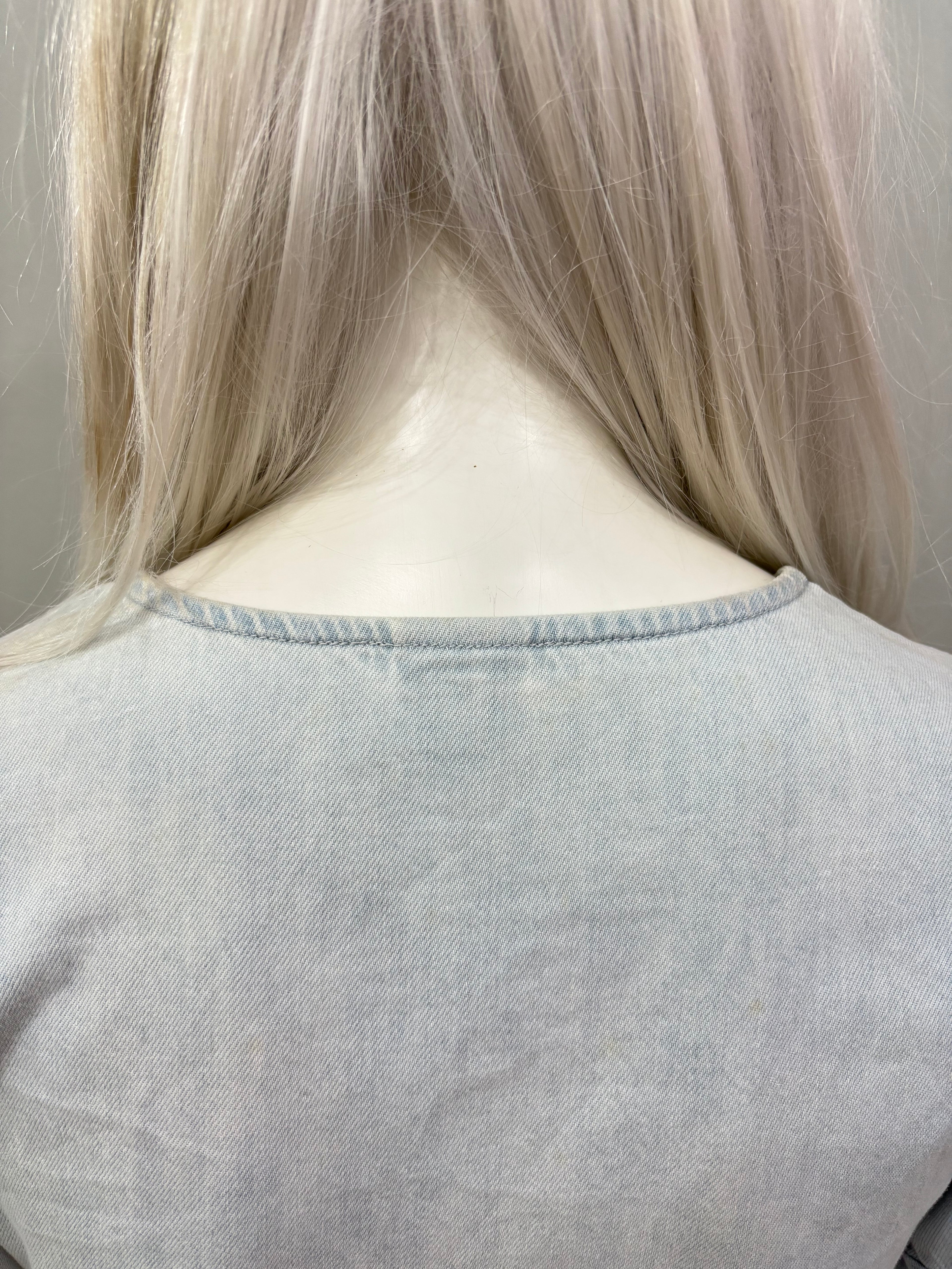 Extra Small Acid Wash Light Blue Chambray Wrap Women’s Dress