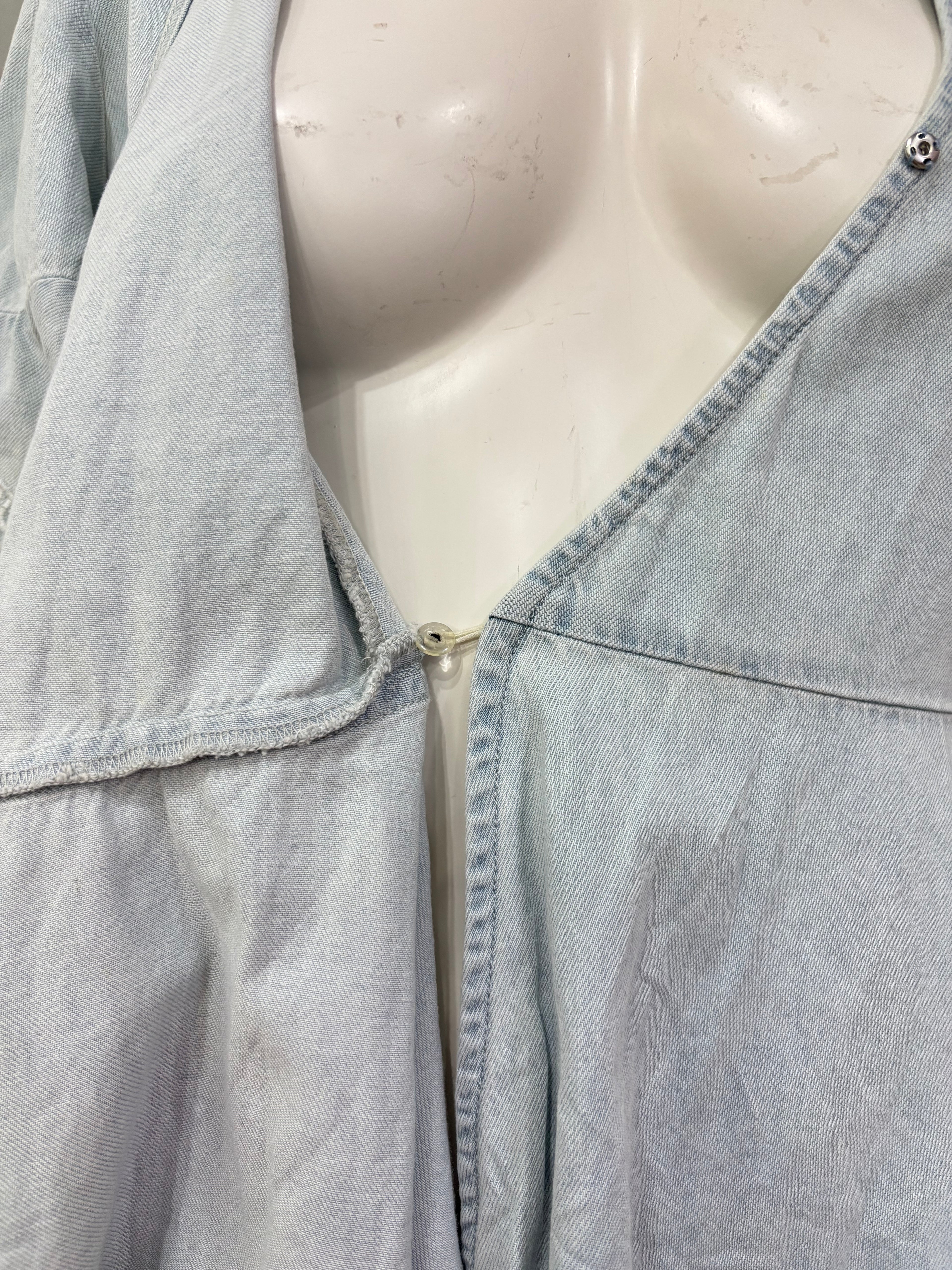 Extra Small Acid Wash Light Blue Chambray Wrap Women’s Dress