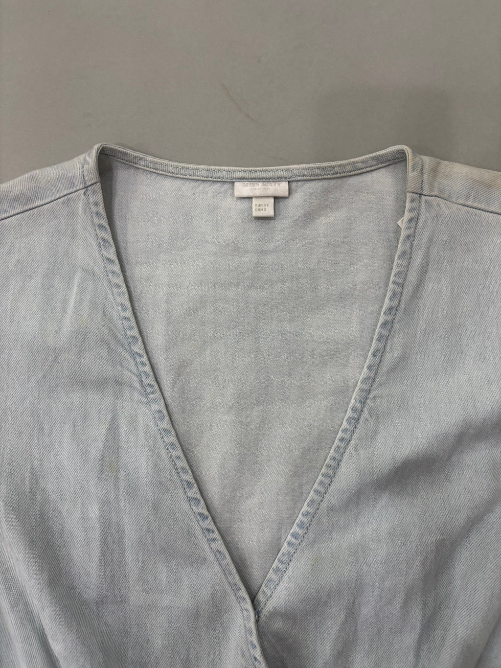 Extra Small Acid Wash Light Blue Chambray Wrap Women’s Dress