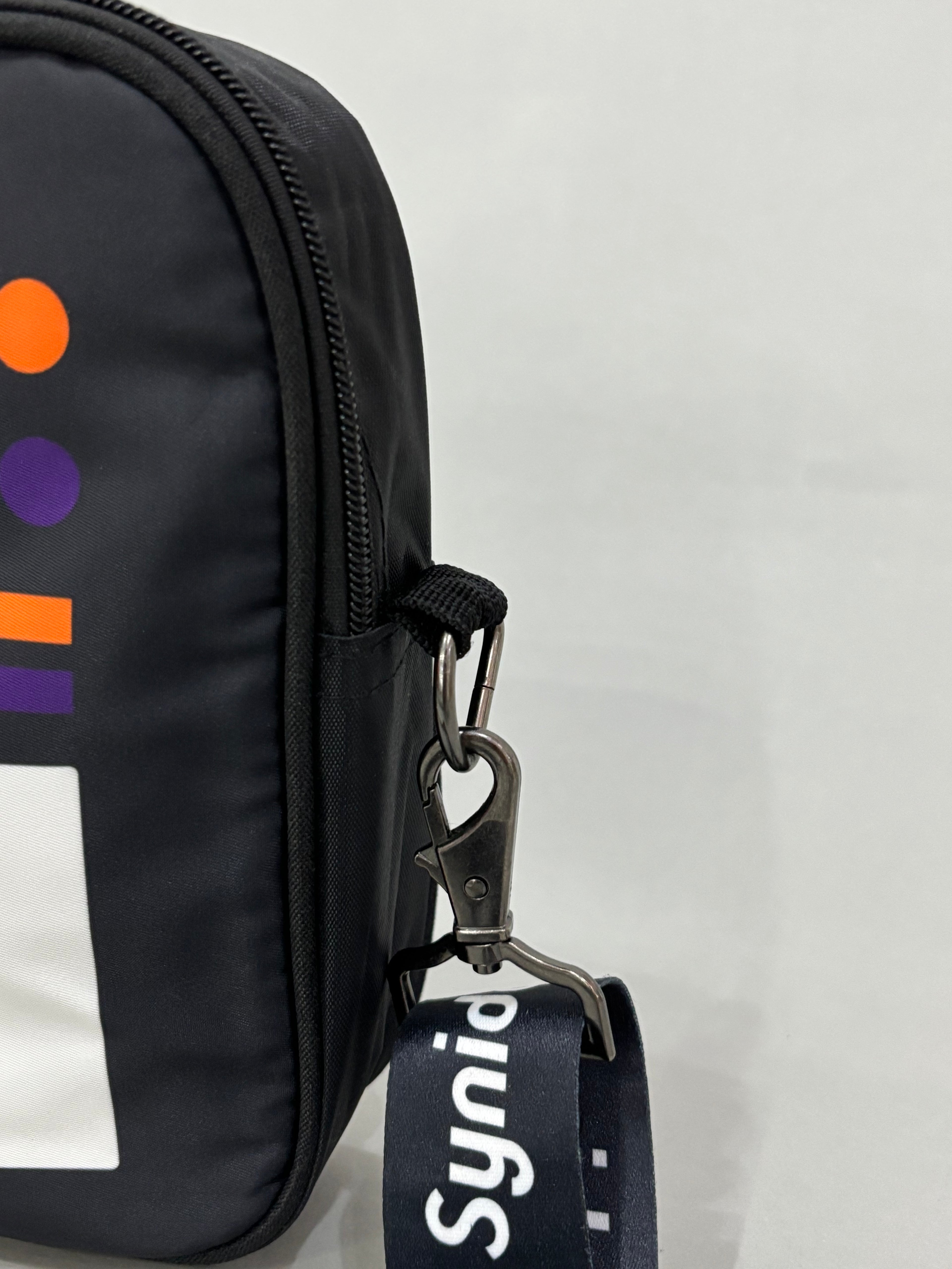 Black Nylon Messenger-Style Bag