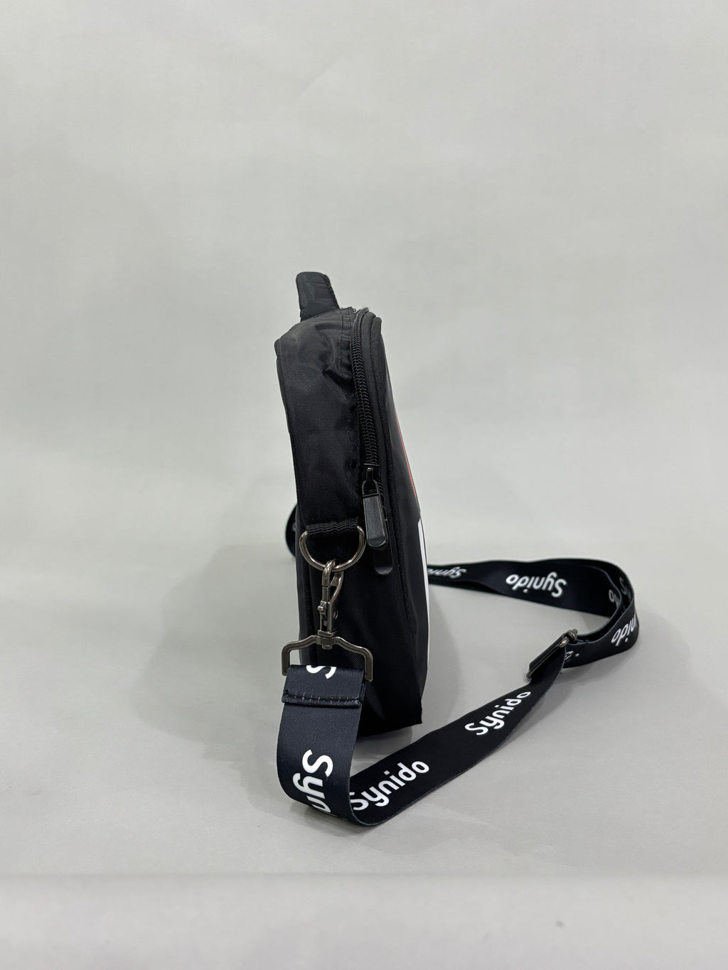 Black Nylon Messenger-Style Bag