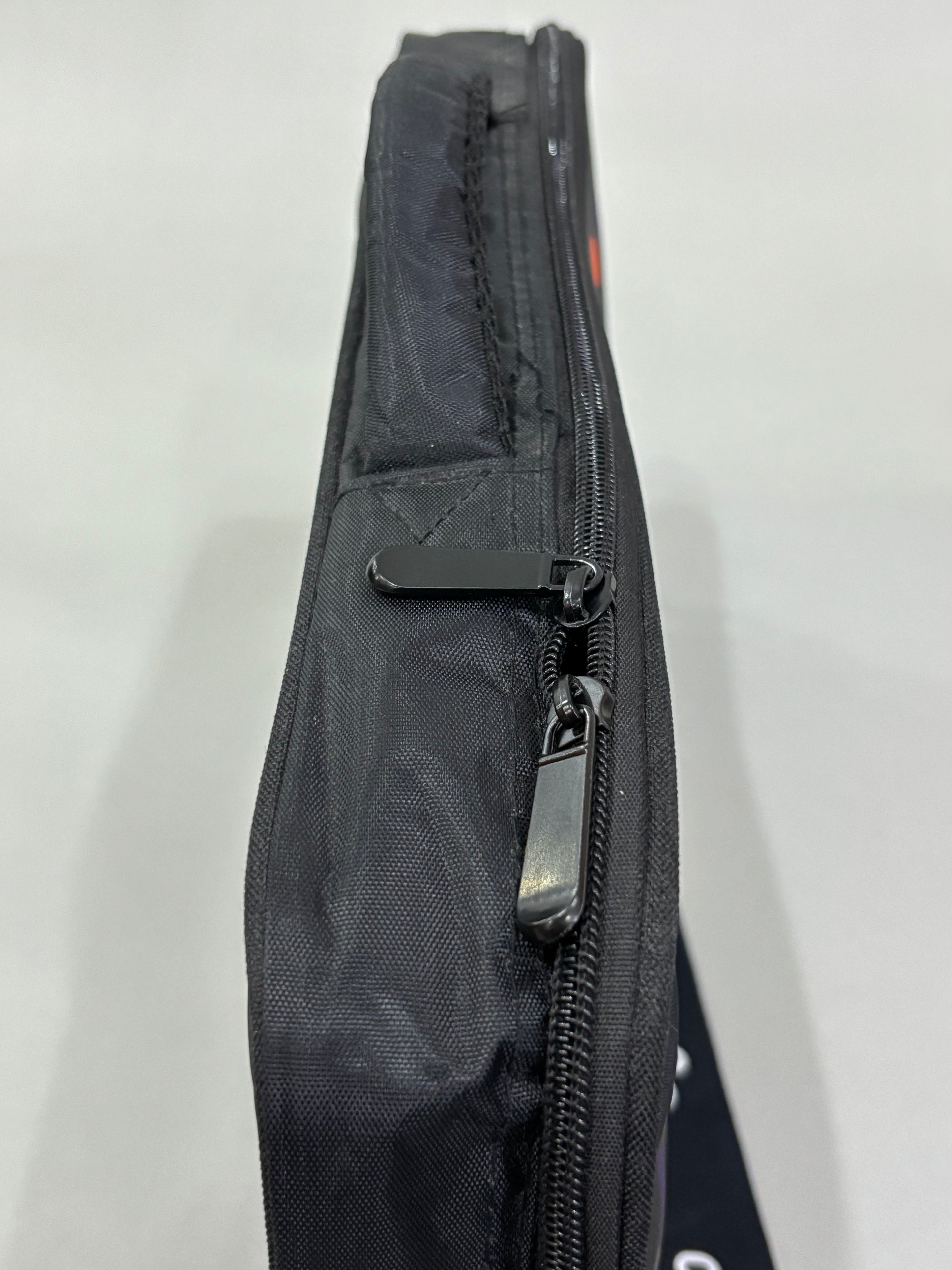 Black Nylon Messenger-Style Bag