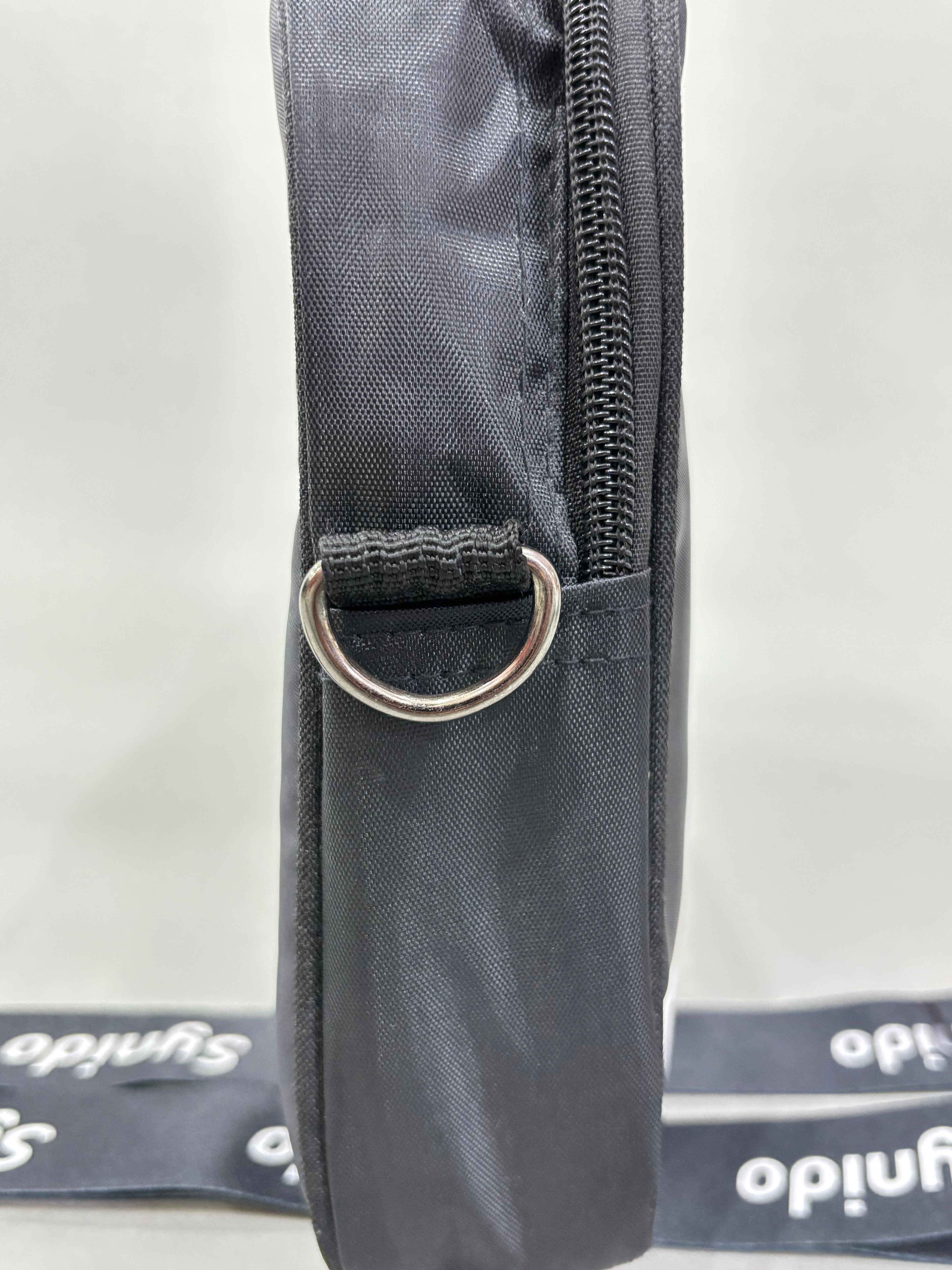 Black Nylon Messenger-Style Bag