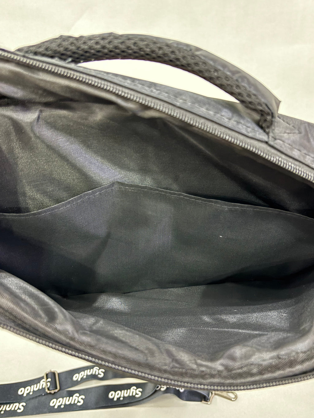 Black Nylon Messenger-Style Bag