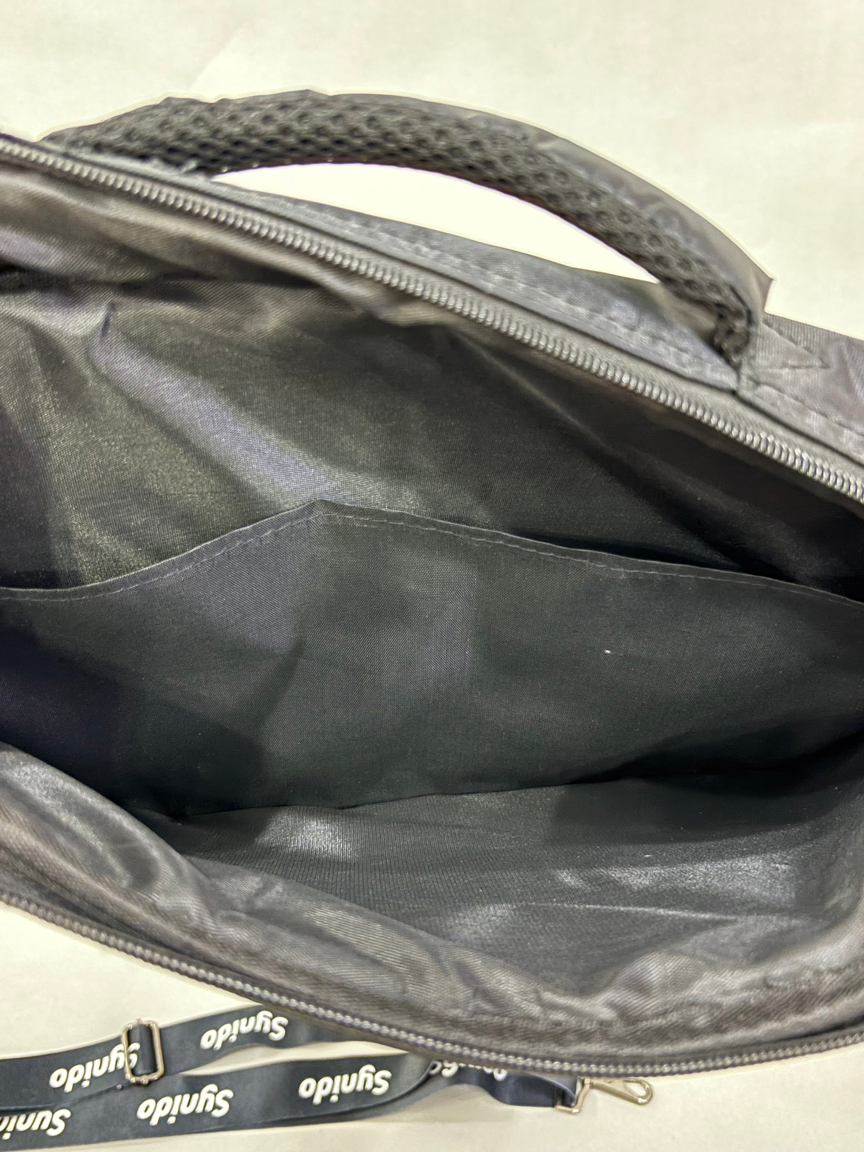 Black Nylon Messenger-Style Bag