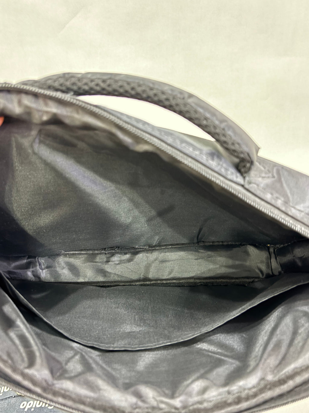 Black Nylon Messenger-Style Bag